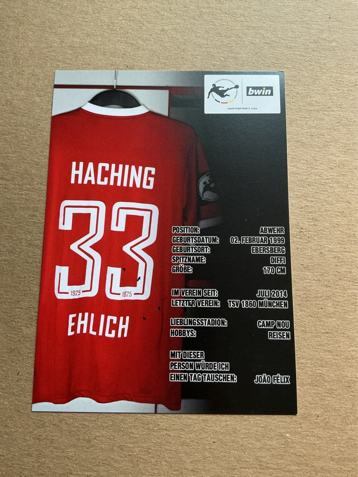 Christoph Ehlich, Germany 🇩🇪 SpVgg Unterhaching 2019/20 hand signed - Autographs-World