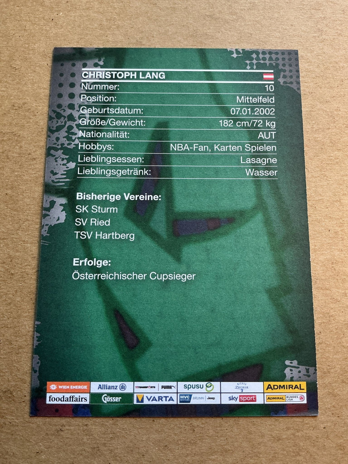Christoph Lang, Austria 🇦🇹 SK Rapid Wien 2023/24 hand signed - Autographs-World