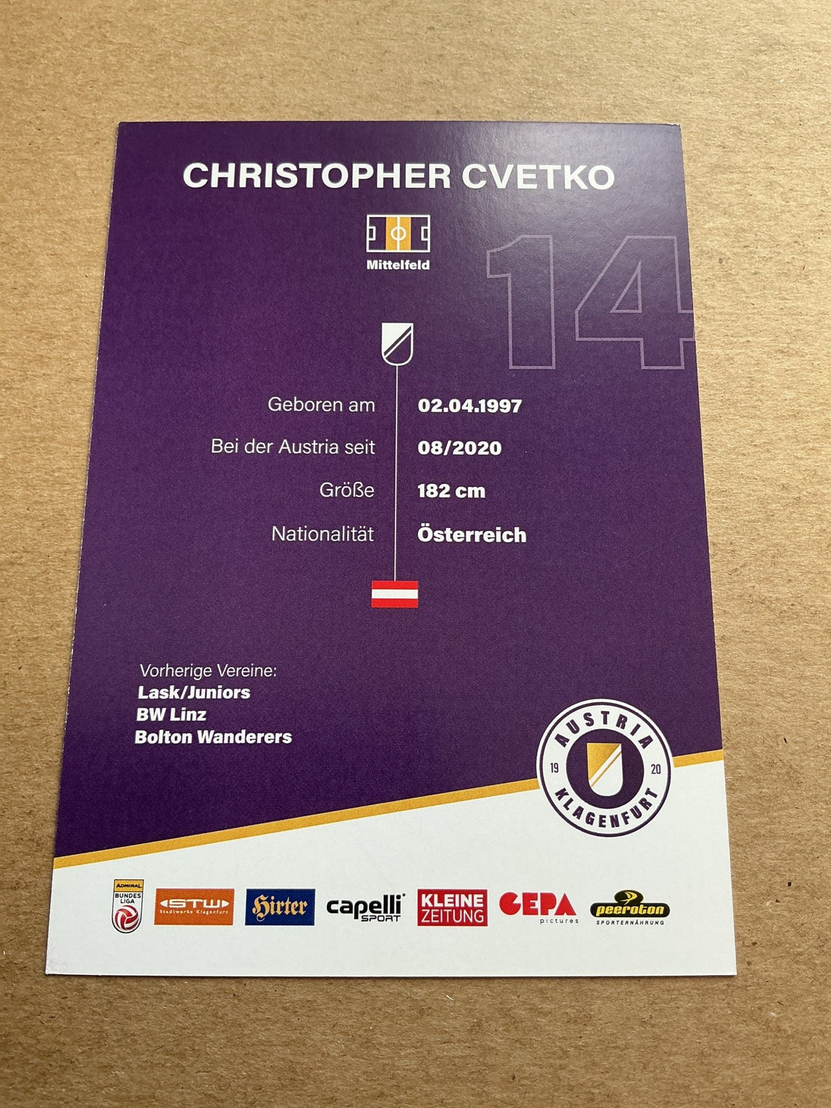 Christopher Cvetko, Austria 🇦🇹 Austria Klagenfurt 2023/24 hand signed - Autographs-World