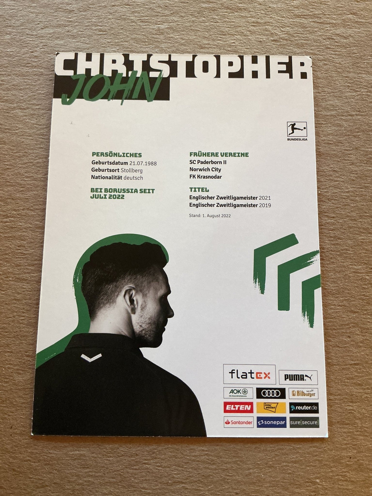 Christopher John, Germany 🇩🇪 Borussia Mönchengladbach 2022/23 hand signed - Autographs-World