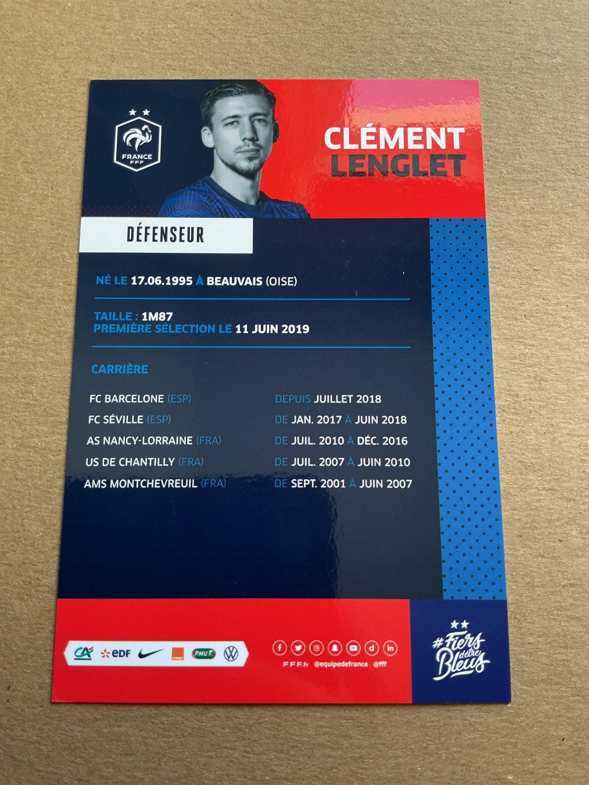 Clement Lenglet, France 🇫🇷 UEFA Euro Cup 2020 hand signed - Autographs-World