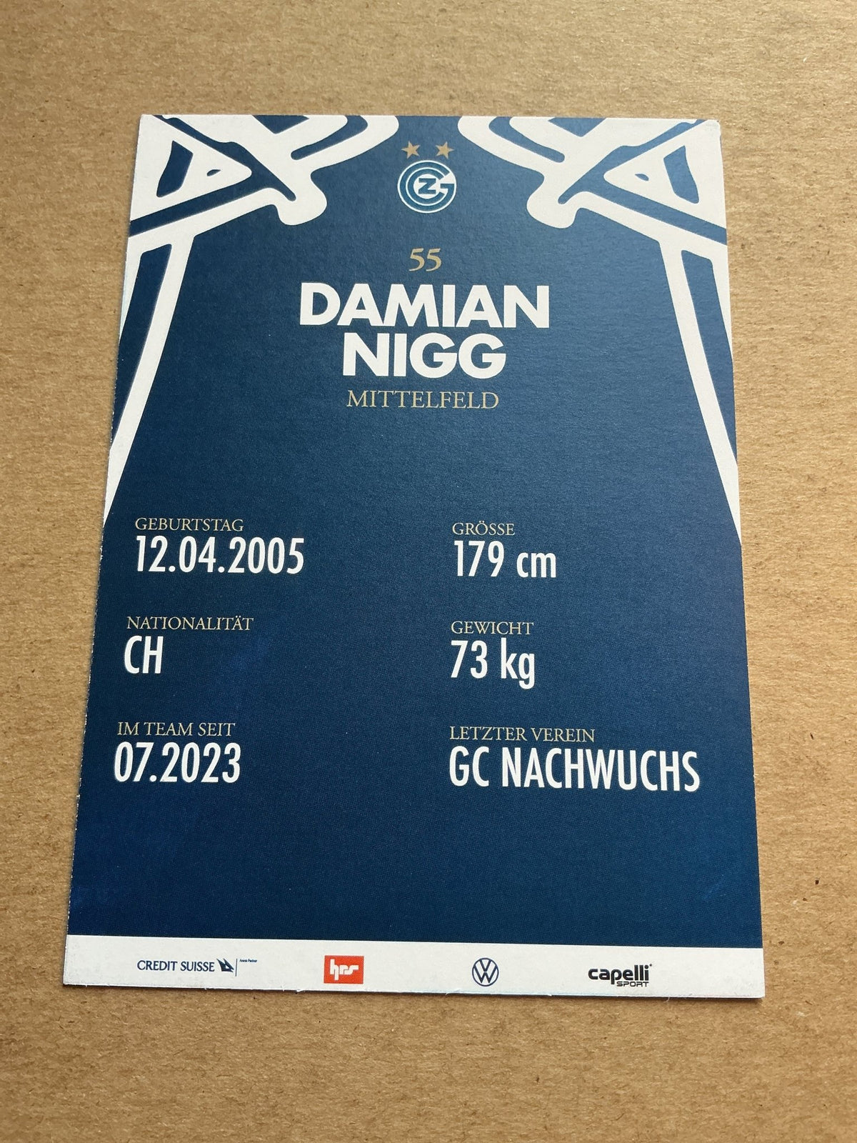 Damian Nigg, Switzerland 🇨🇭 Grasshopper Club Zürich 2023/24 hand signed - Autographs-World