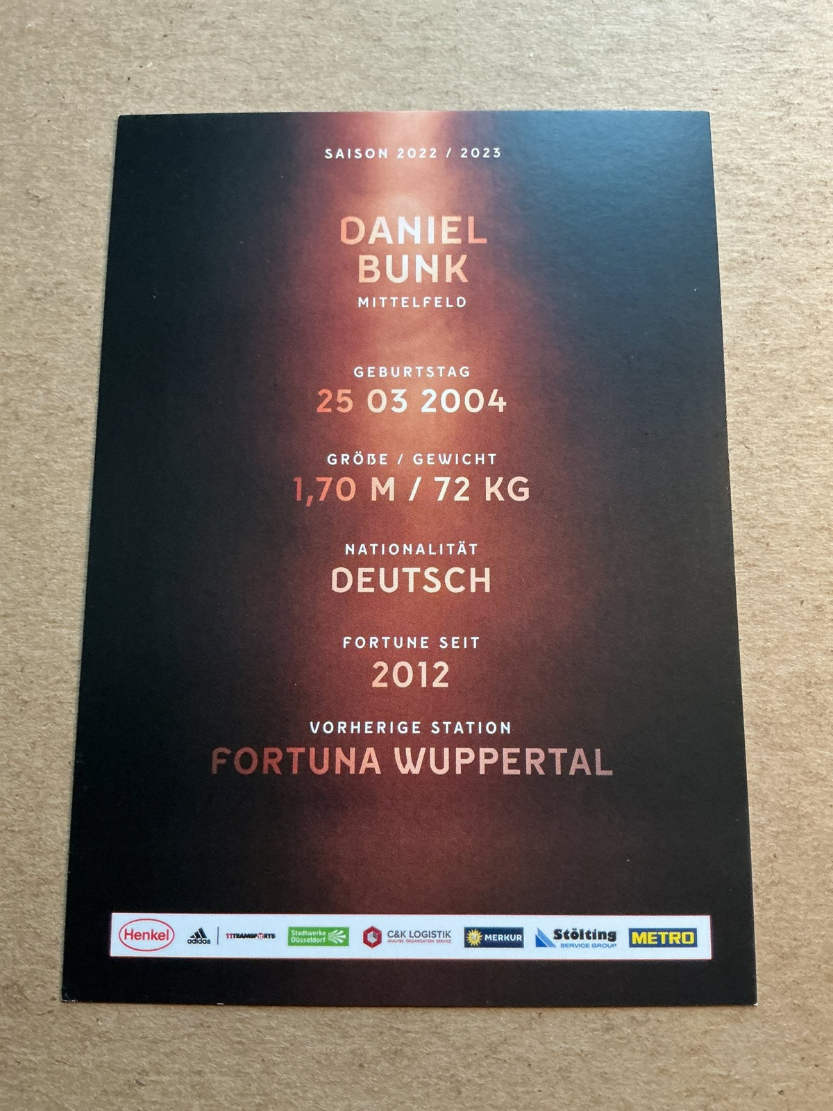 Daniel Bunk, Germany 🇩🇪 Fortuna Düsseldorf 2022/23 hand signed - Autographs-World