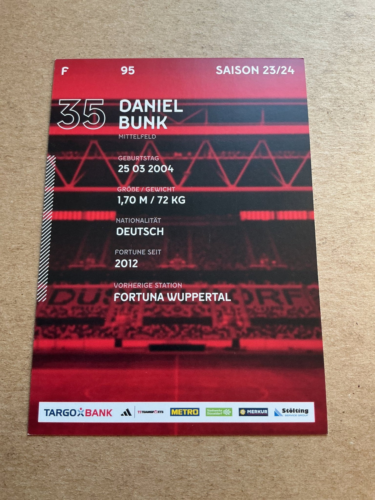 Daniel Bunk, Germany 🇩🇪 Fortuna Düsseldorf 2023/24 hand signed - Autographs-World