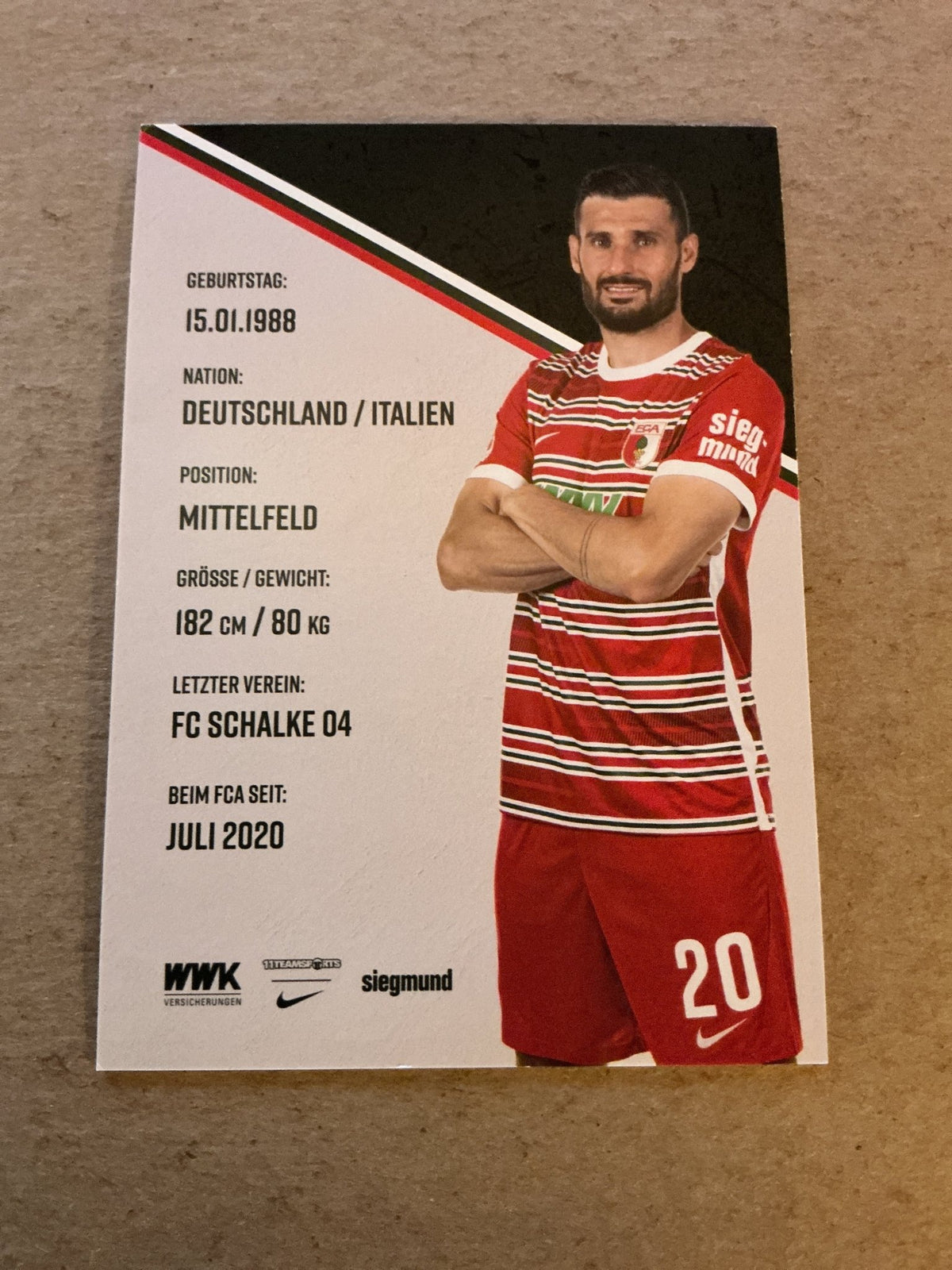 Daniel Caligiuri, Germany 🇩🇪 FC Augsburg 2022/23 hand signed - Autographs-World