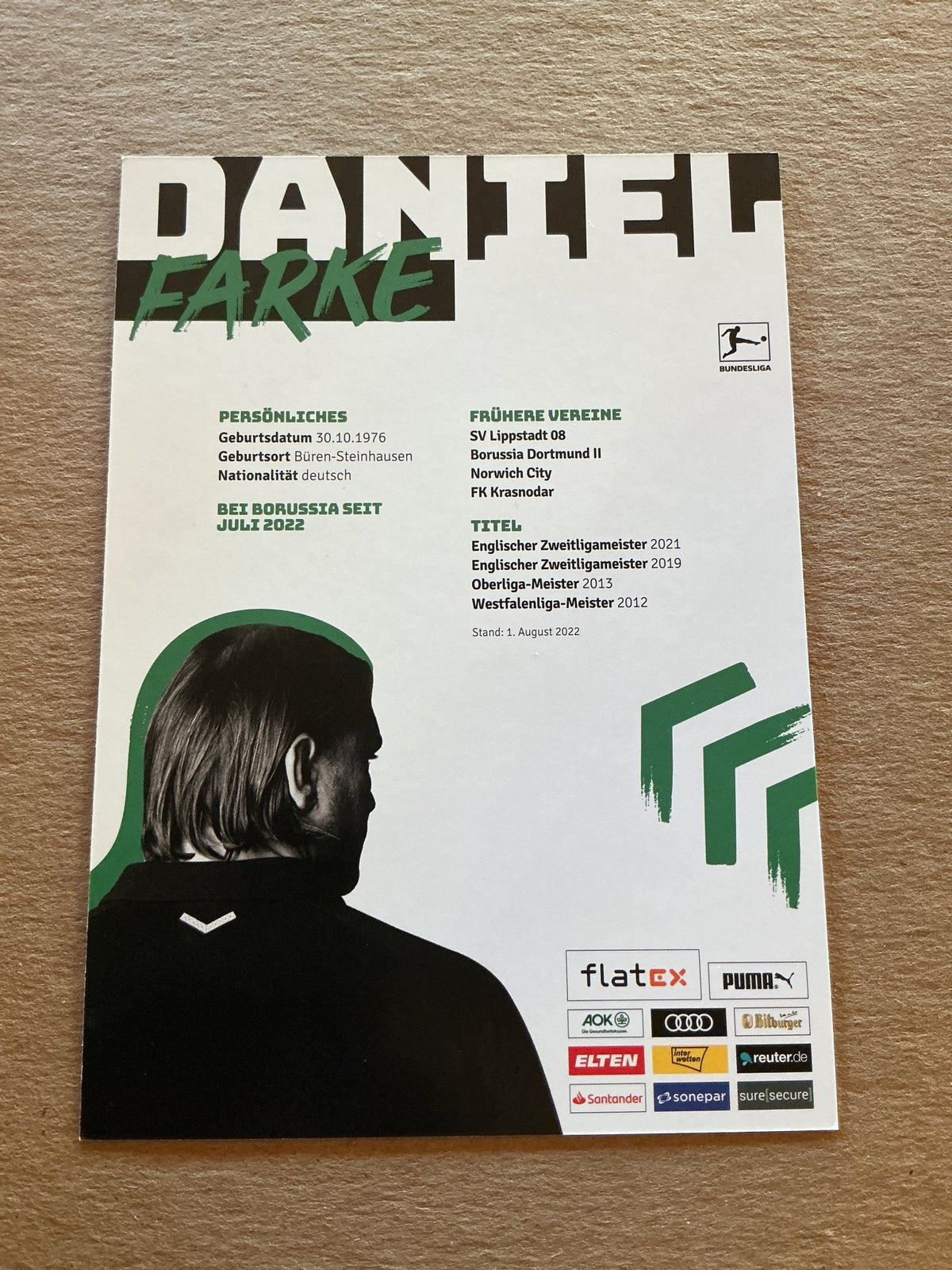 Daniel Farke, Germany 🇩🇪 Borussia Mönchengladbach 2022/23 hand signed - Autographs-World