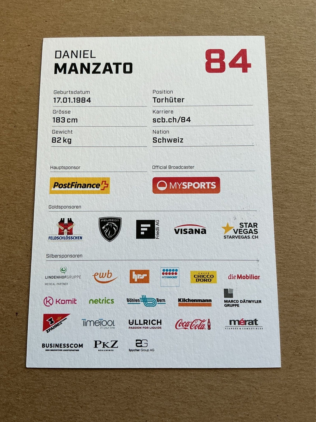 Daniel Manzato, Switzerland 🇨🇠SC Bern 2023/24 hand signed - Autographs-World