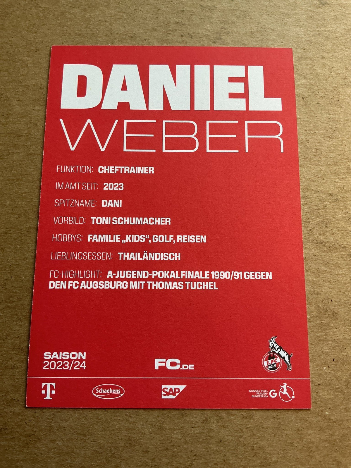 Daniel Weber, Germany 🇩🇪 1.FC Köln 2023/24 hand signed - Autographs-World