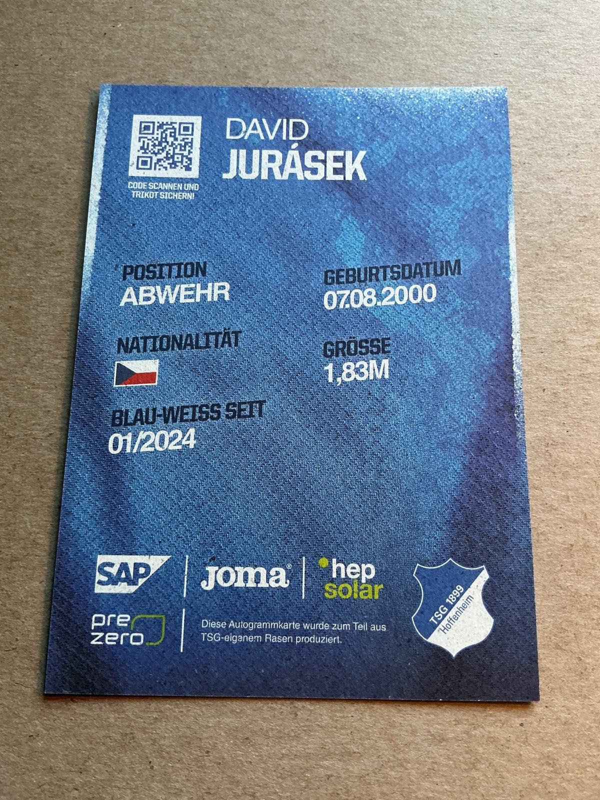 David Jurasek, Czech Republic 🇨🇿 TSG 1899 Hoffenheim 2024/25 hand signed - Autographs-World