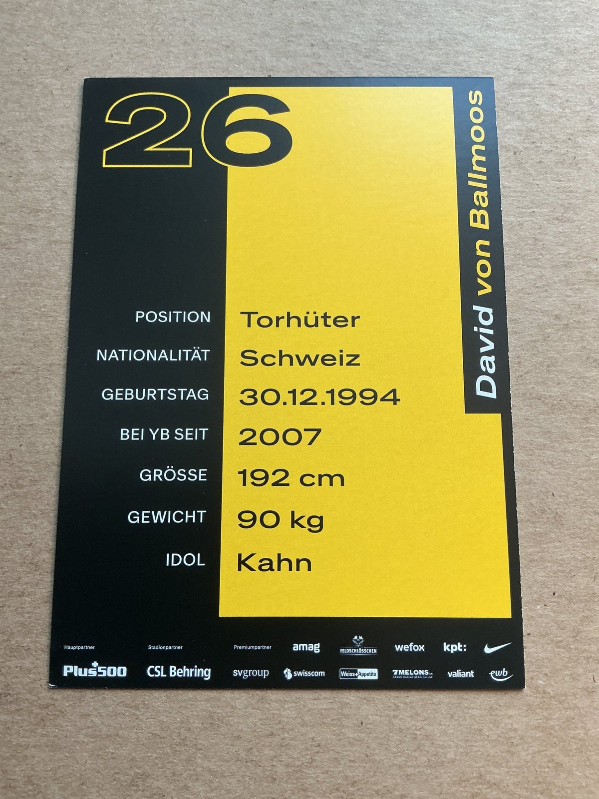 David von Ballmoos, Switzerland π¨π BSC Young Boys Bern 2022/23 hand signed - Autographs-World