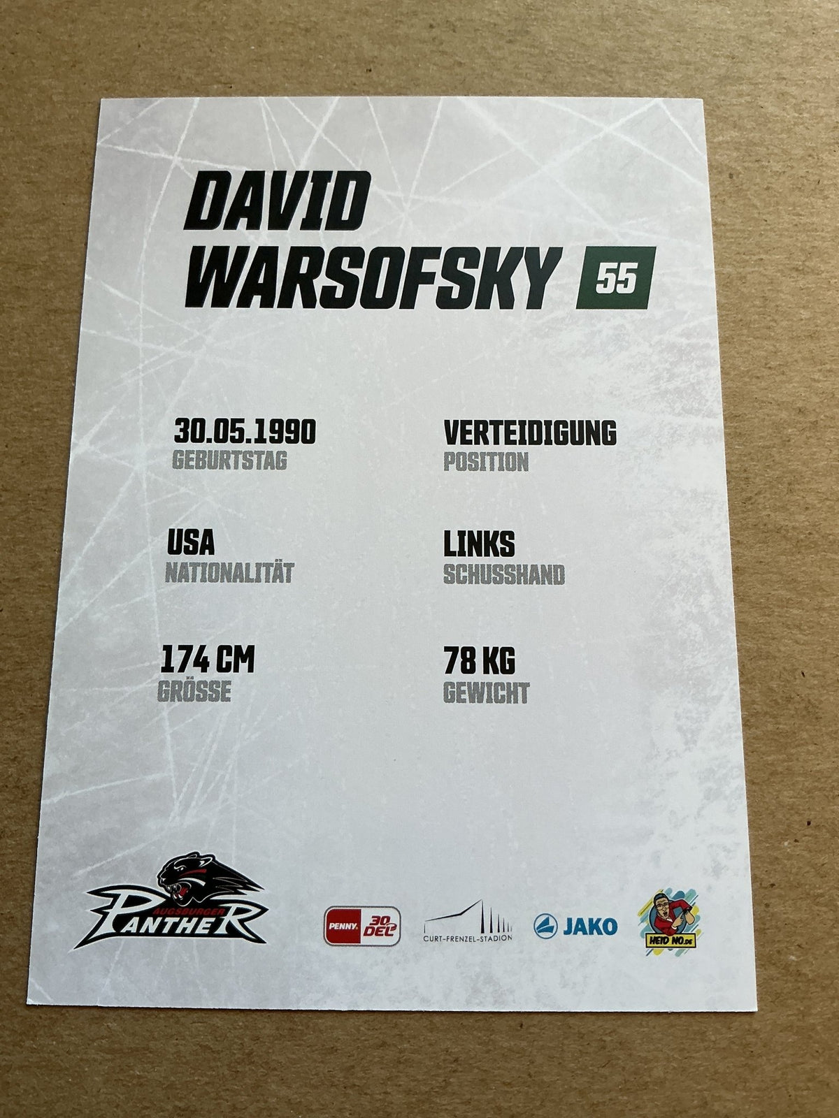 David Warsofsky, USA 🇺🇸 Augsburg Panther 2023/24 hand signed - Autographs-World