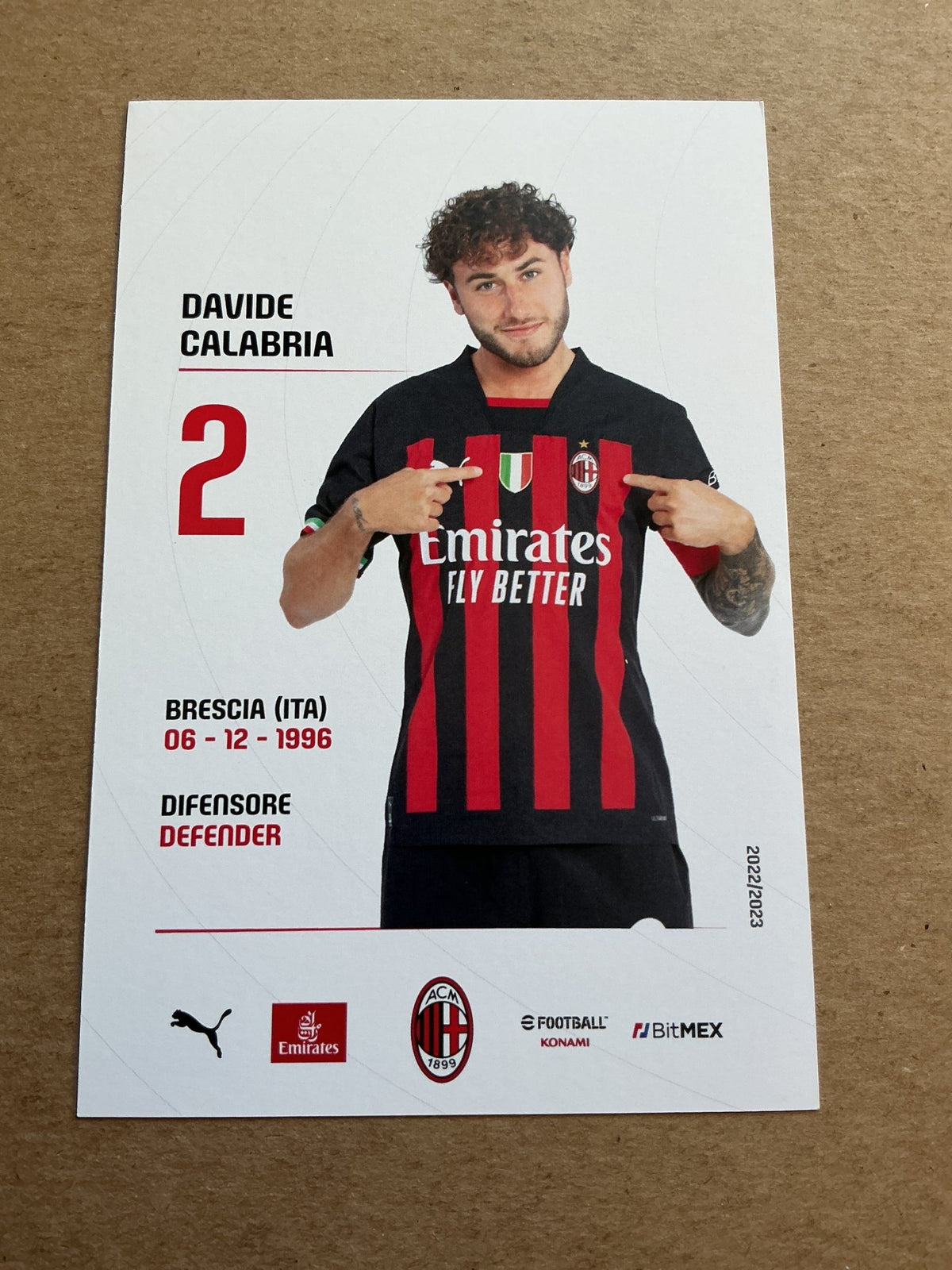 Davide Calabria, Italy 🇮🇹 AC Milan 2022/23 hand signed - Autographs-World