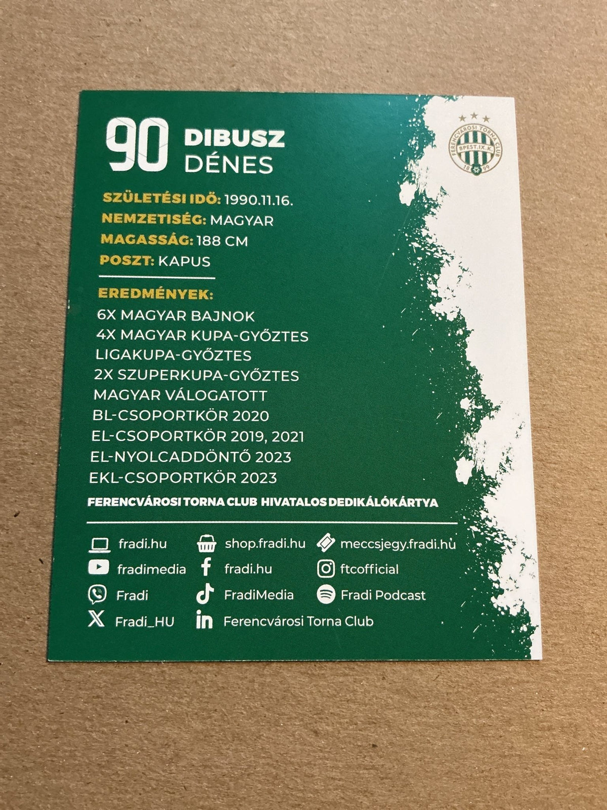 Dénes Dibusz, Hungary 🇭🇺 Ferencváros TC 2023/24 hand signed - Autographs-World