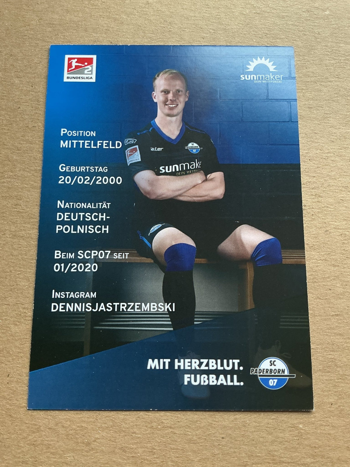 Dennis Jastrzembski, Germany 🇩🇪 SC Paderborn 07 2020/21 hand signed - Autographs-World