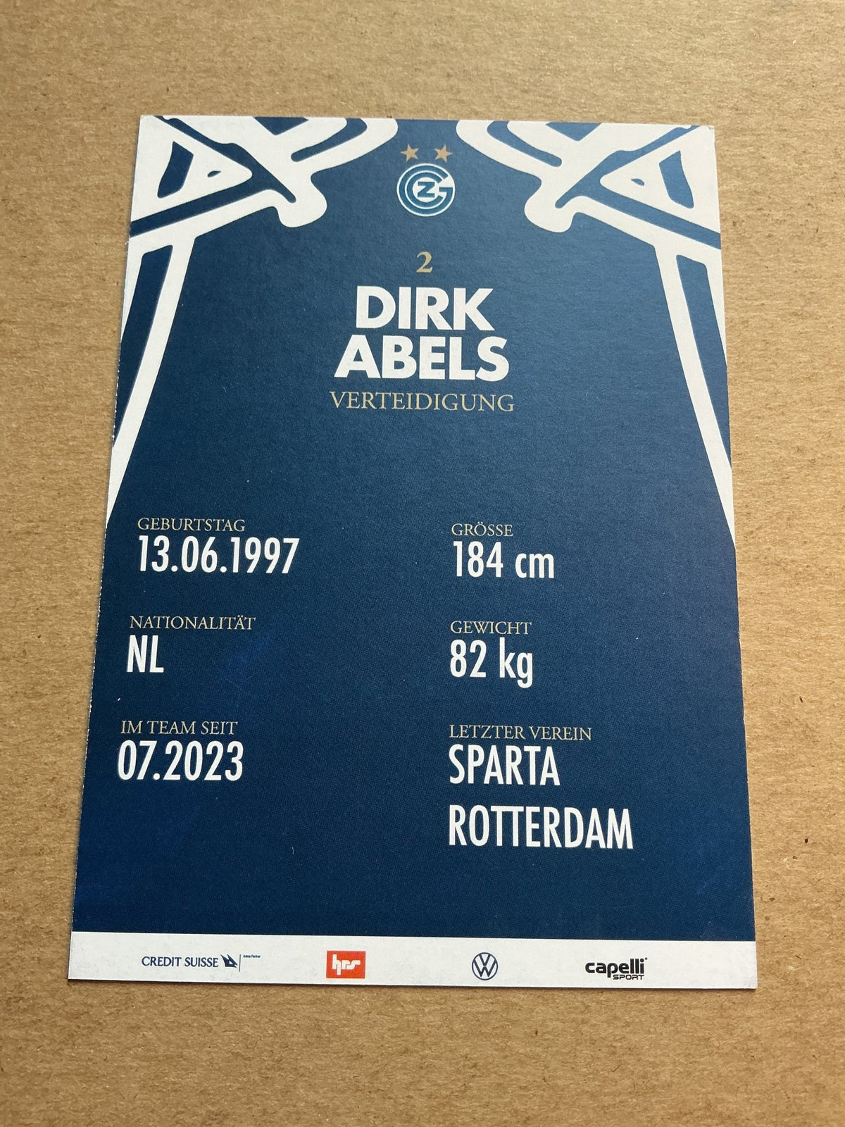 Dirk Abels, Netherlands 🇳🇱 Grasshopper Club Zürich 2023/24 hand signed - Autographs-World