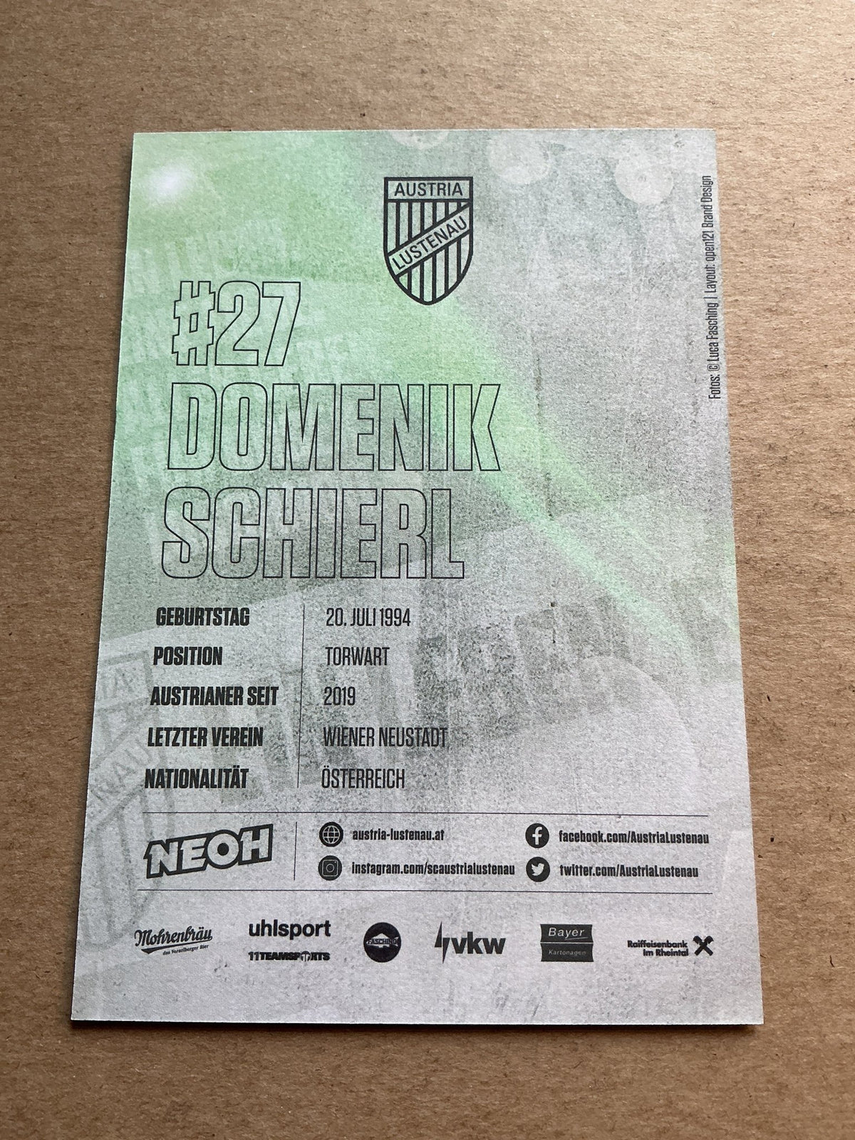 Domenik Schierl, Austria 🇦🇹 SC Austria Lustenau 2023/24 hand signed - Autographs-World