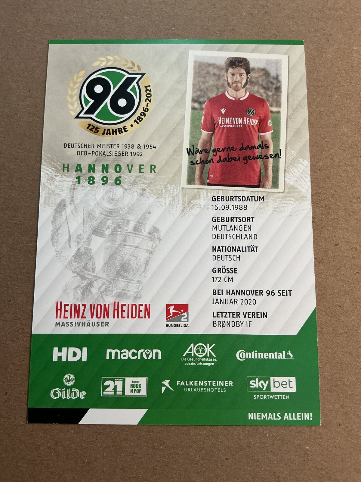 Dominik Kaiser, Germany 🇩🇪 Hannover 96 2020/21 hand signed - Autographs-World