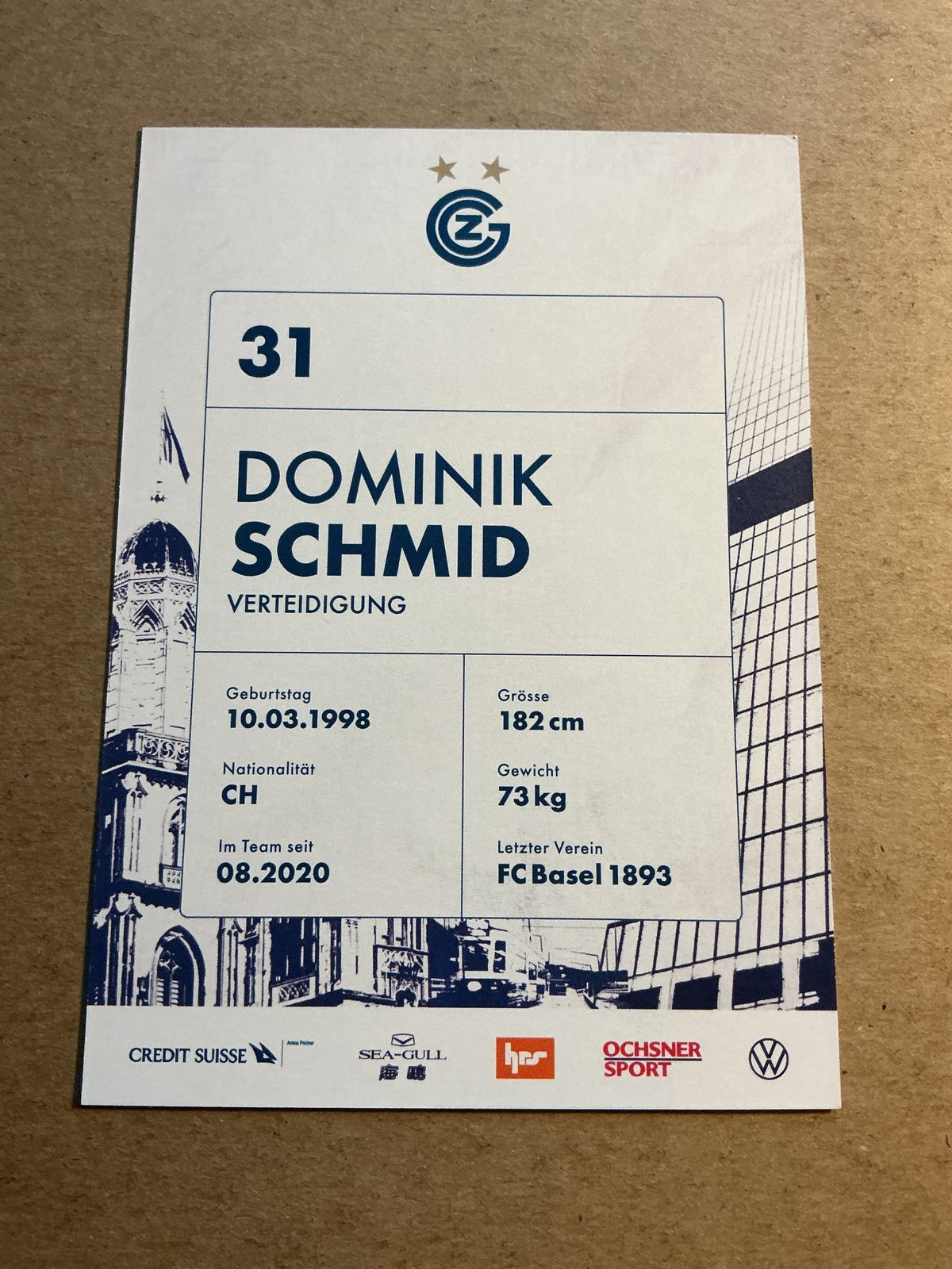 Dominik Schmid, Switzerland 🇨🇭 Grasshopper Zürich 2022/23 hand signed - Autographs-World