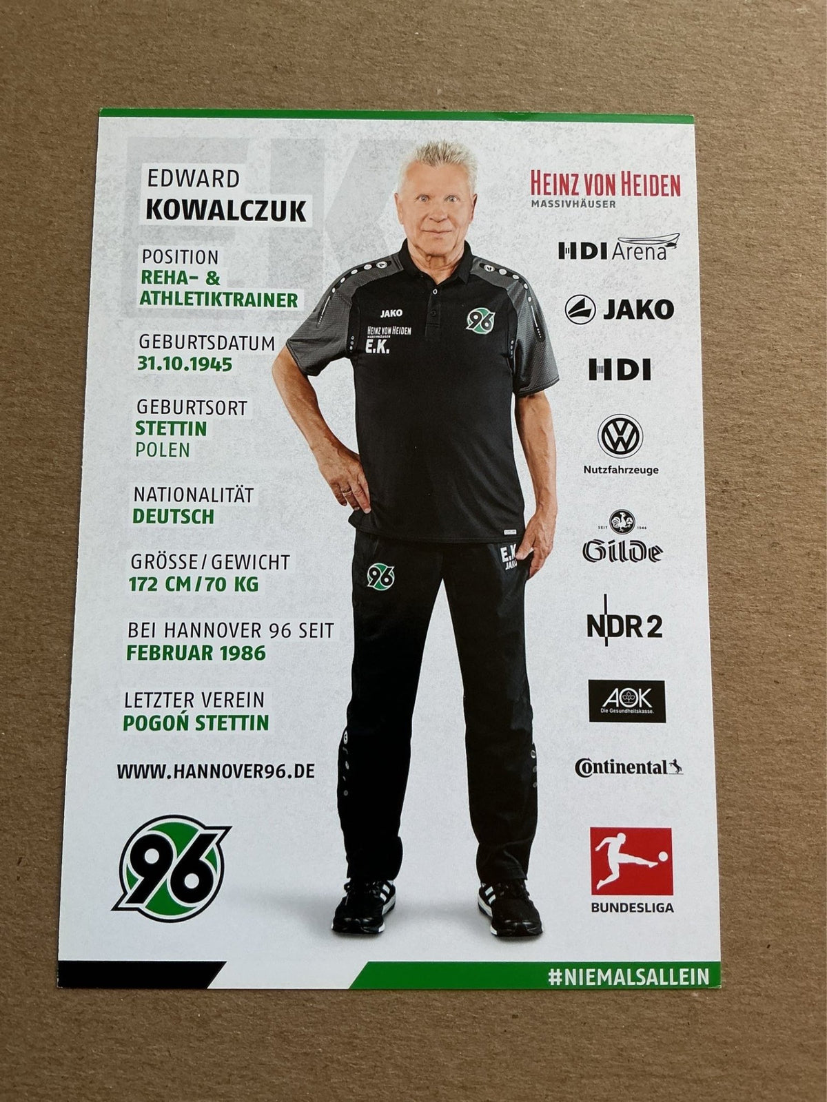 Edward Kowalczuk, Germany 🇩🇪 Hannover 96 2017/18 hand signed - Autographs-World