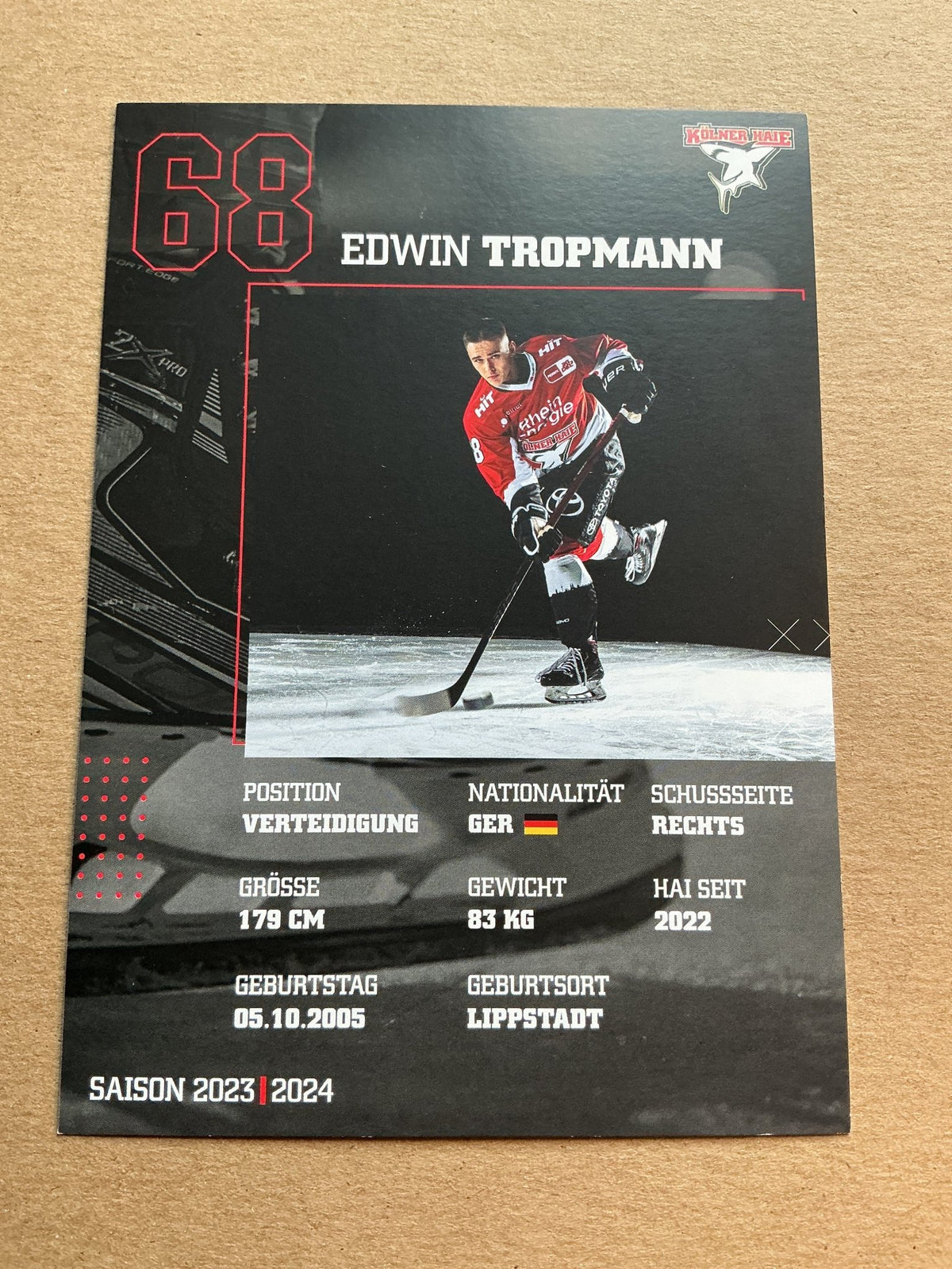 Edwin Tropmann, Germany 🇩🇪 Kölner Haie 2023/24 hand signed - Autographs-World