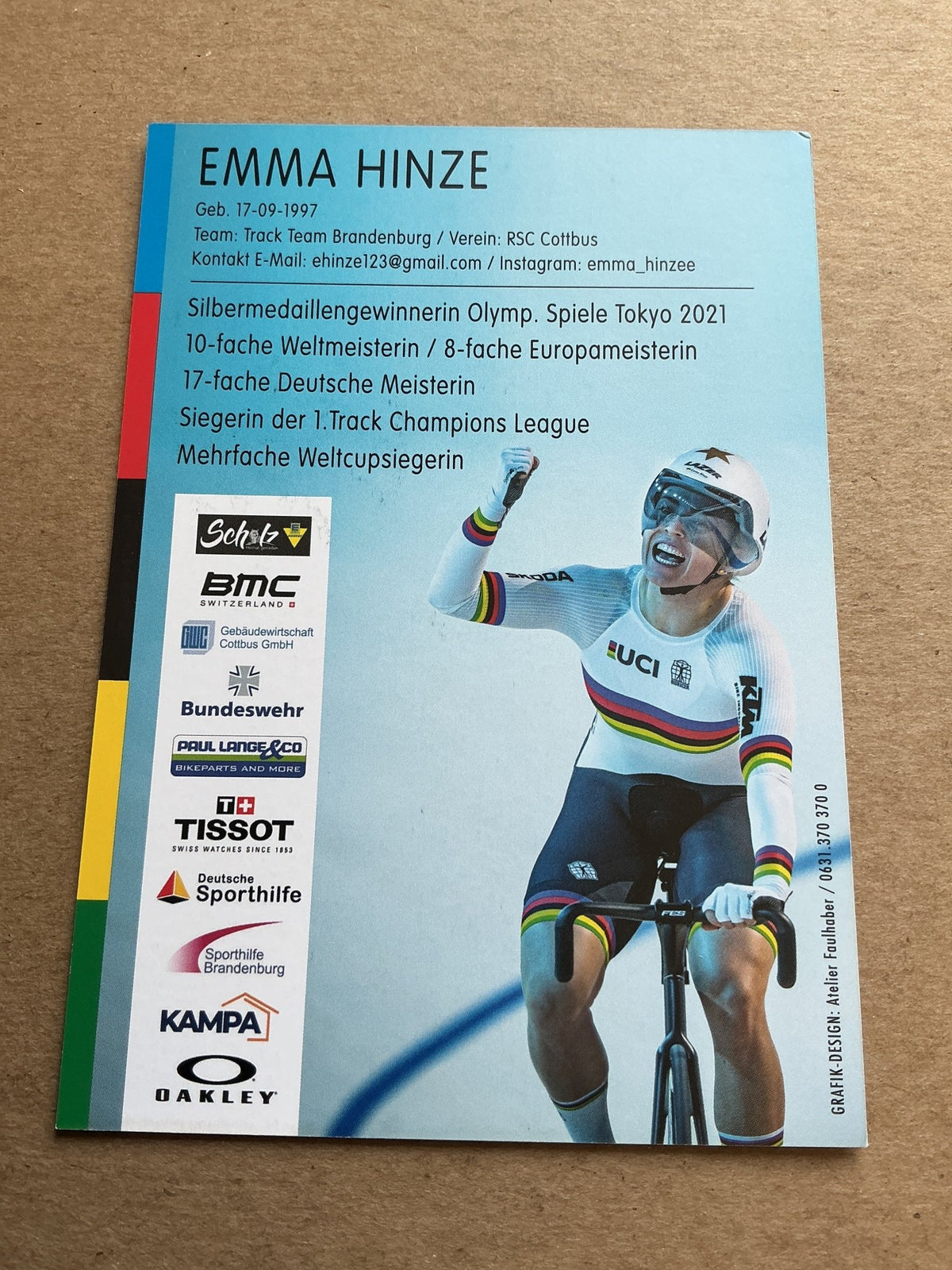 Emma Hinze, Germany 🇩🇪 Cycling Summer Olympics 2024 hand signed - Autographs-World