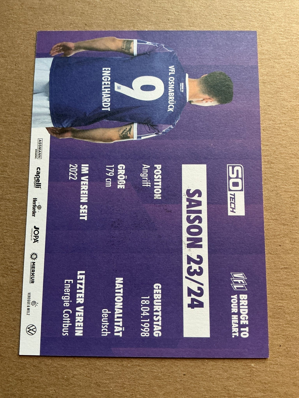 Erik Engelhardt, Germany 🇩🇪 VfL Osnabrück 2023/24 hand signed - Autographs-World