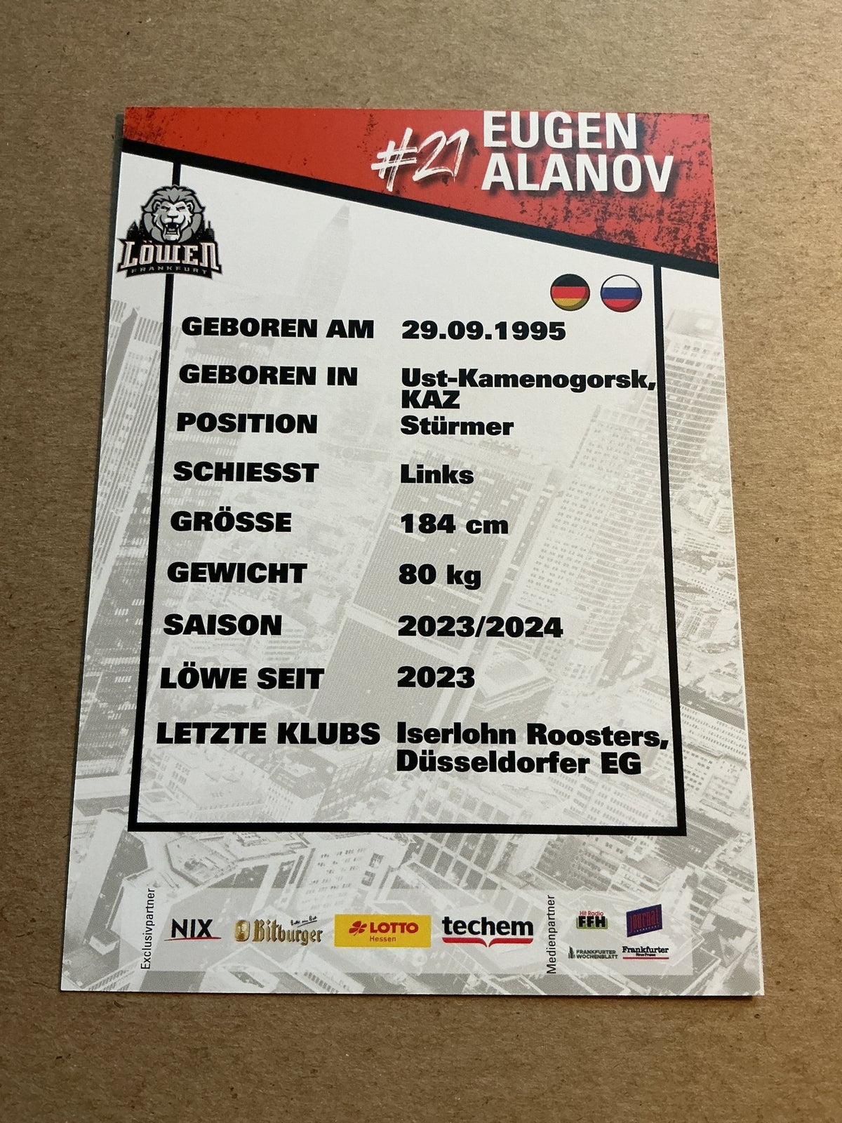 Eugen Alanov, Germany 🇩🇪 Löwen Frankfurt 2023/24 hand signed - Autographs-World
