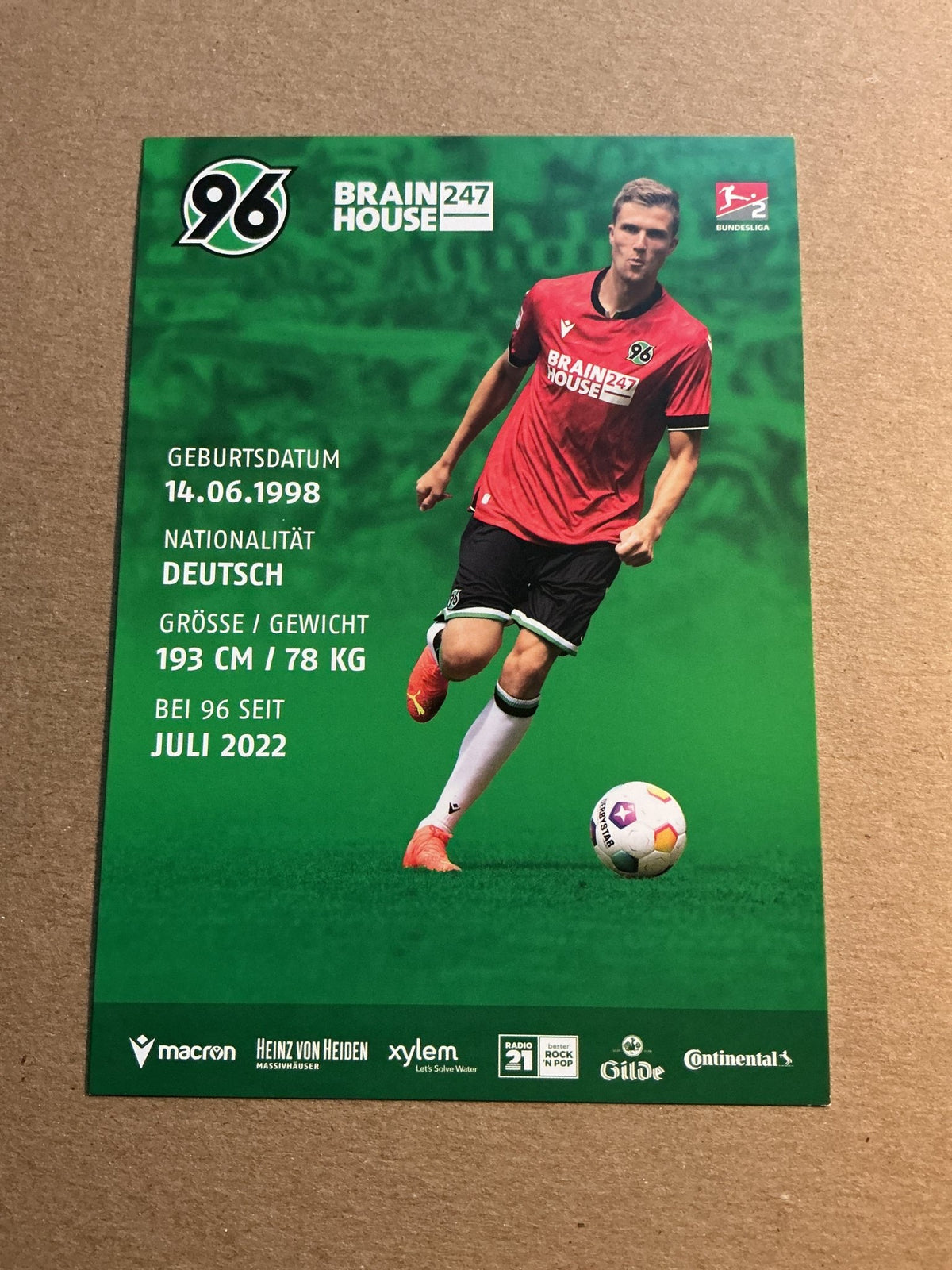 Fabian Kunze, Germany 🇩🇪 Hannover 96 2023/24 hand signed - Autographs-World