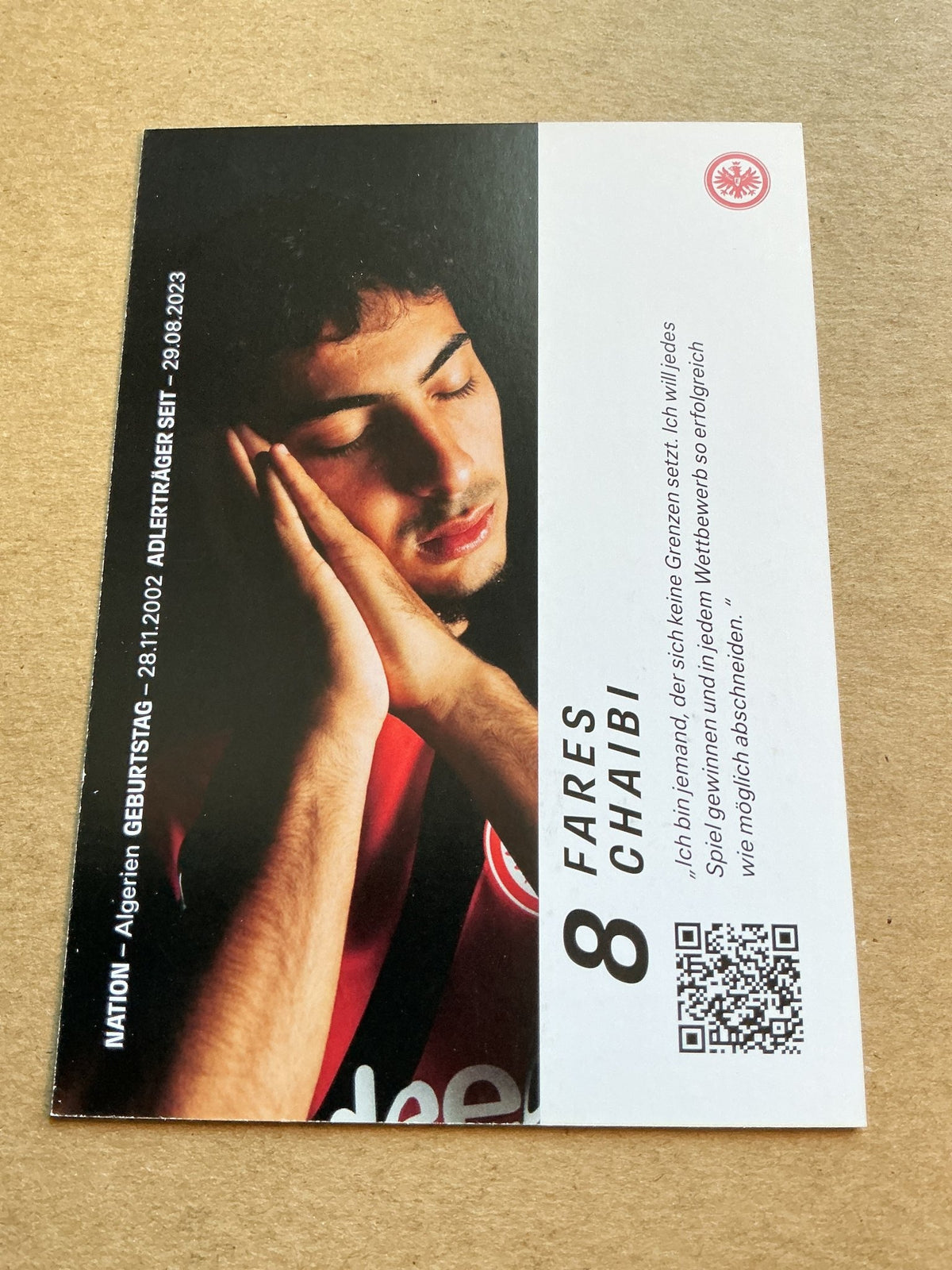 Fares Chaibi, Algeria 🇩🇿 Eintracht Frankfurt 2023/24 hand signed - Autographs-World