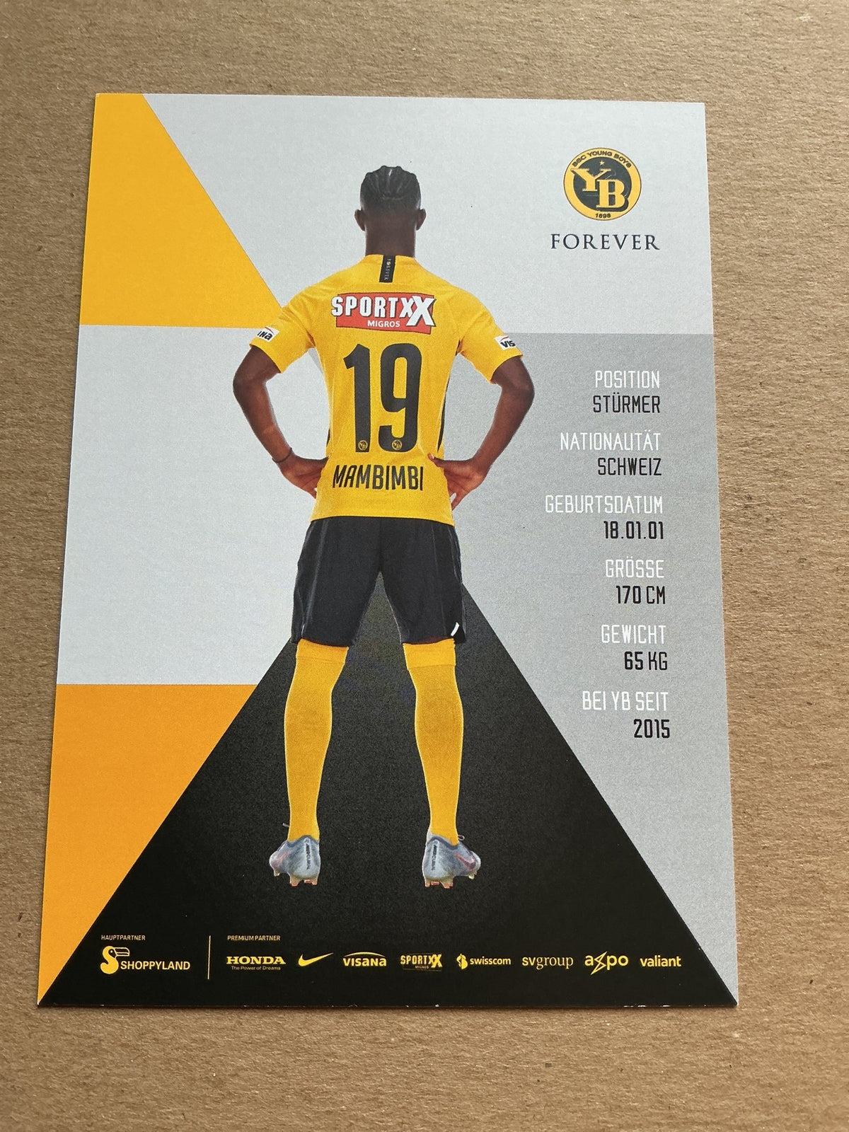 Felix Mambimbi, Switzerland π¨π Young Boys Bern 2019/20 hand signed - Autographs-World