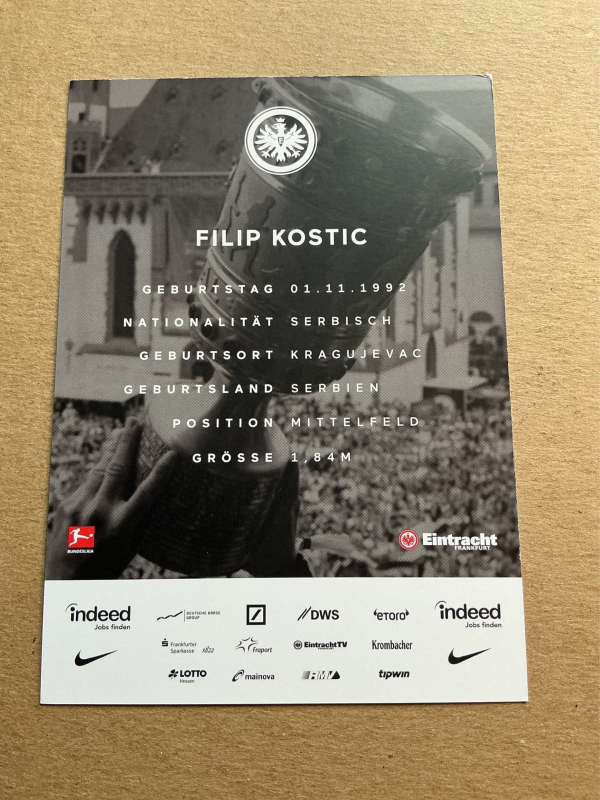 Filip Kostić, Serbia 🇷🇸 Eintracht Frankfurt 2018/19 hand signed - Autographs-World