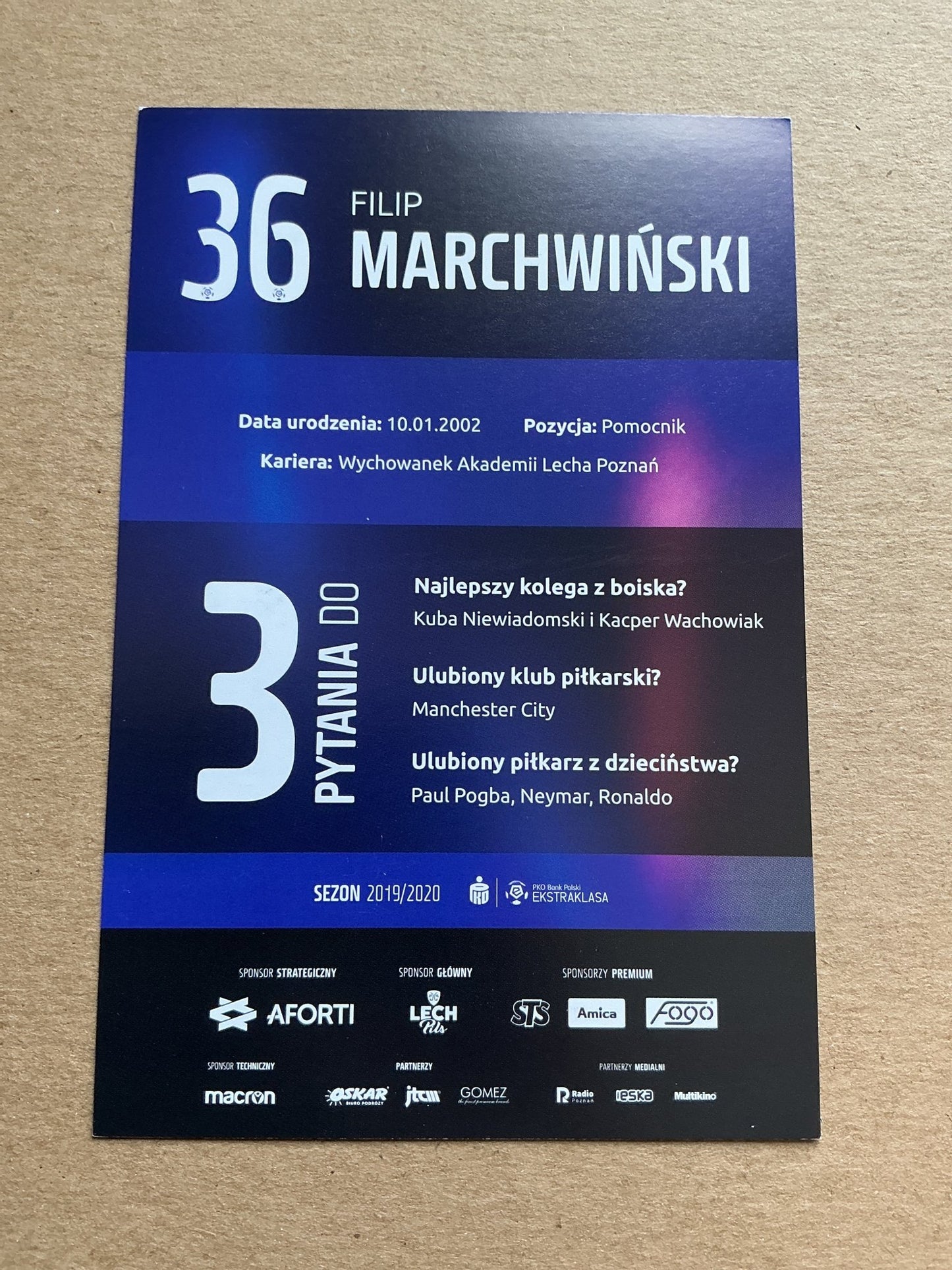 Filip Marchwiński, Poland 🇵🇱 Lech Poznań 2019/20 hand signed - Autographs-World