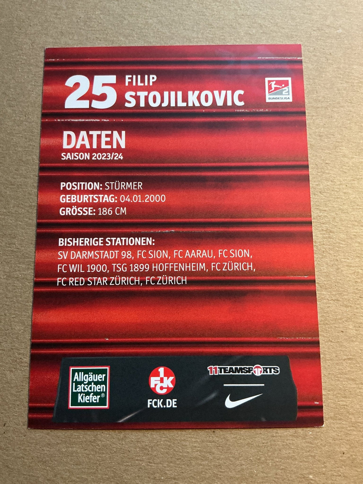 Filip Stojilković, Switzerland 🇨🇭 1.FC Kaiserslautern 2023/24 hand signed - Autographs-World