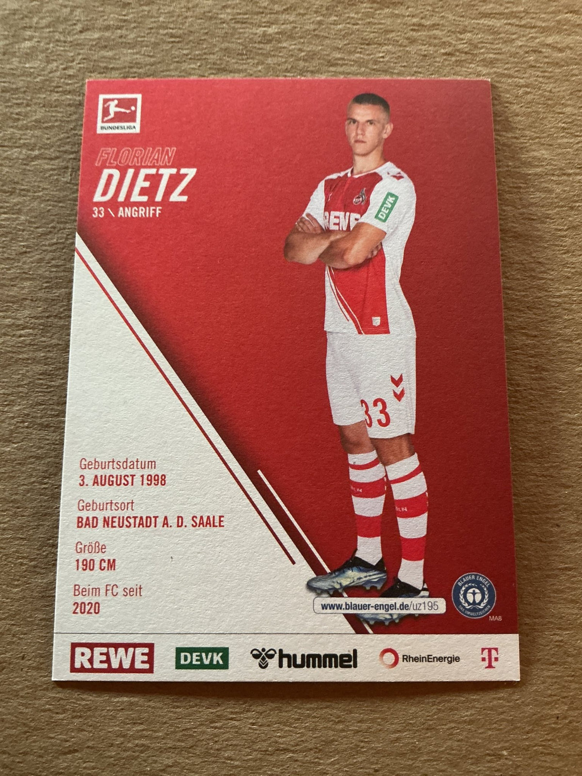 Florian Dietz, Germany 🇩🇪 1.FC Köln 2022/23 hand signed - Autographs-World
