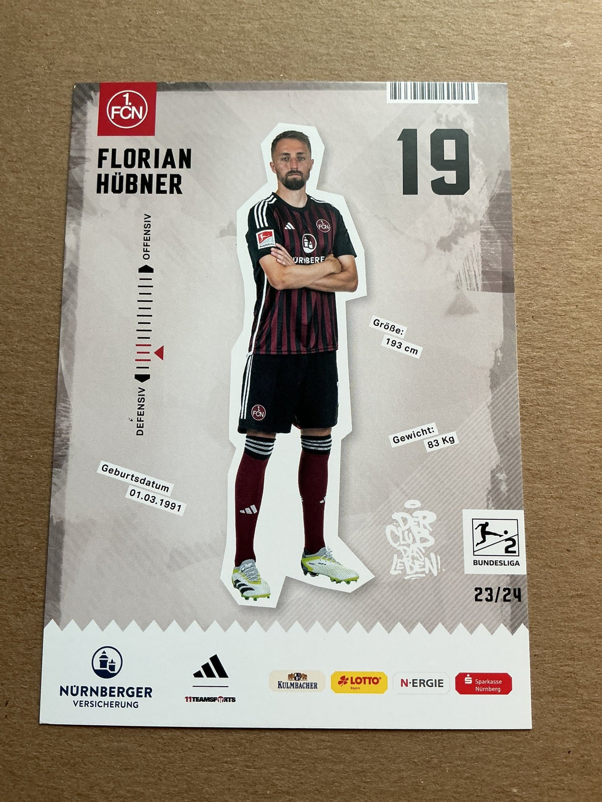 Florian Hübner, Germany 🇩🇪 1.FC Nürnberg 2023/24 hand signed - Autographs-World