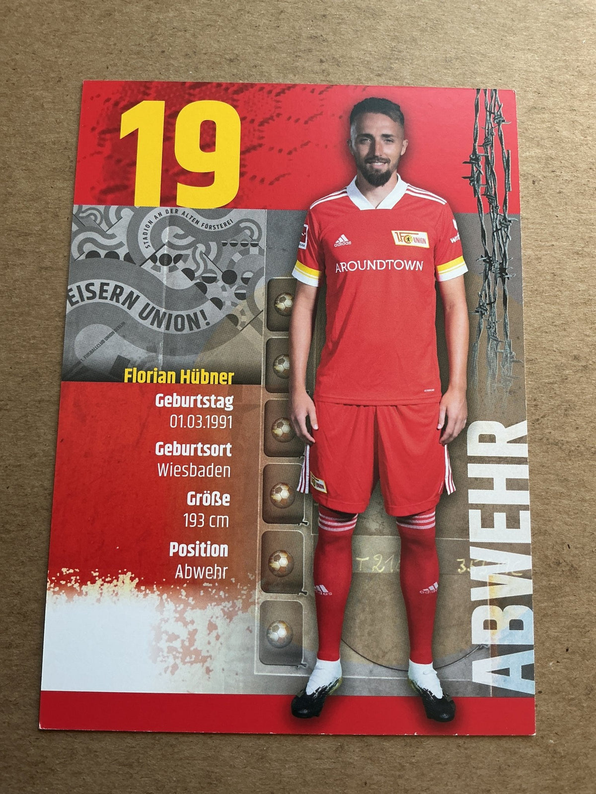 Florian Hübner, Germany 🇩🇪 1.FC Union Berlin 2020/21 hand signed - Autographs-World