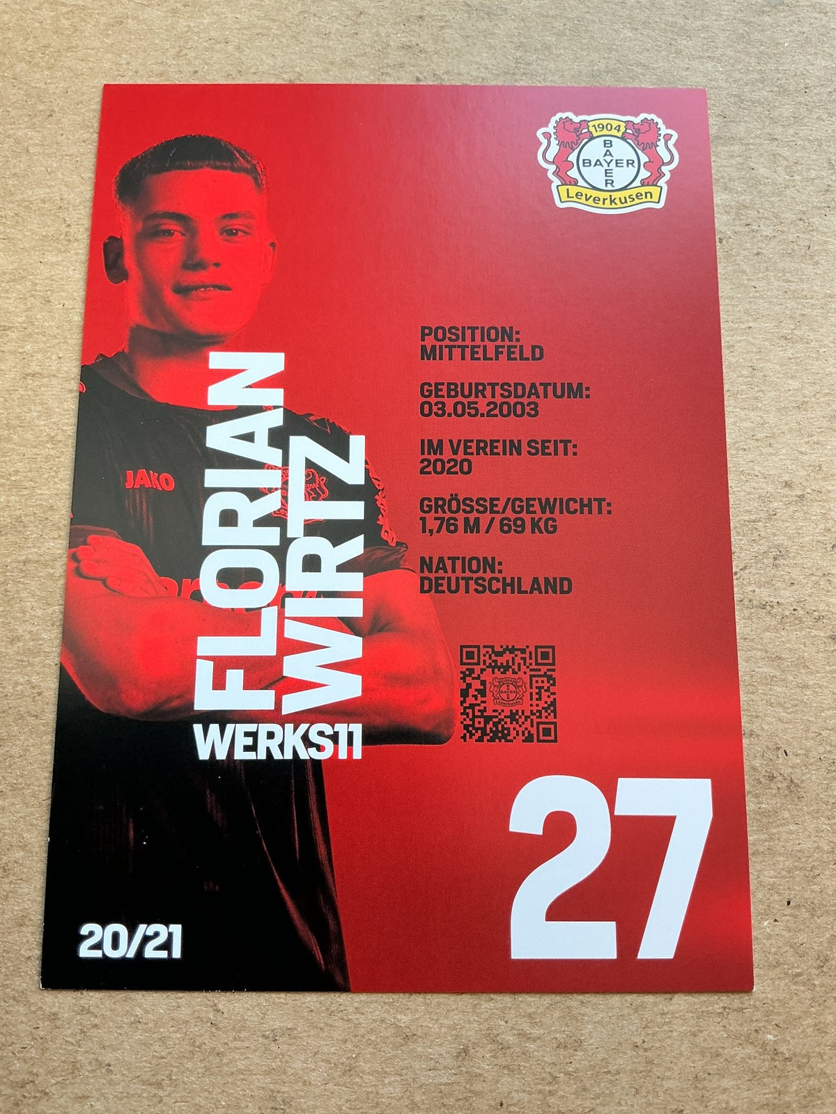 Florian Wirtz, Germany 🇩🇪 Bayer 04 Leverkusen 2020/21 hand signed - Autographs-World