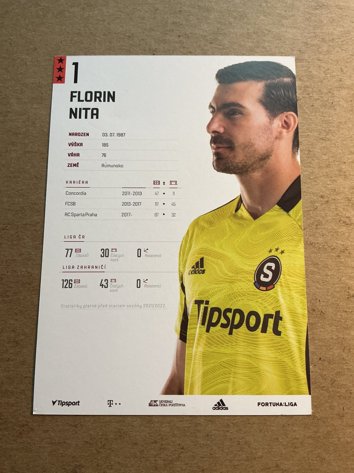 Florin Niță, Romania 🇷🇴 AC Sparta Prague 2021/22 hand signed - Autographs-World