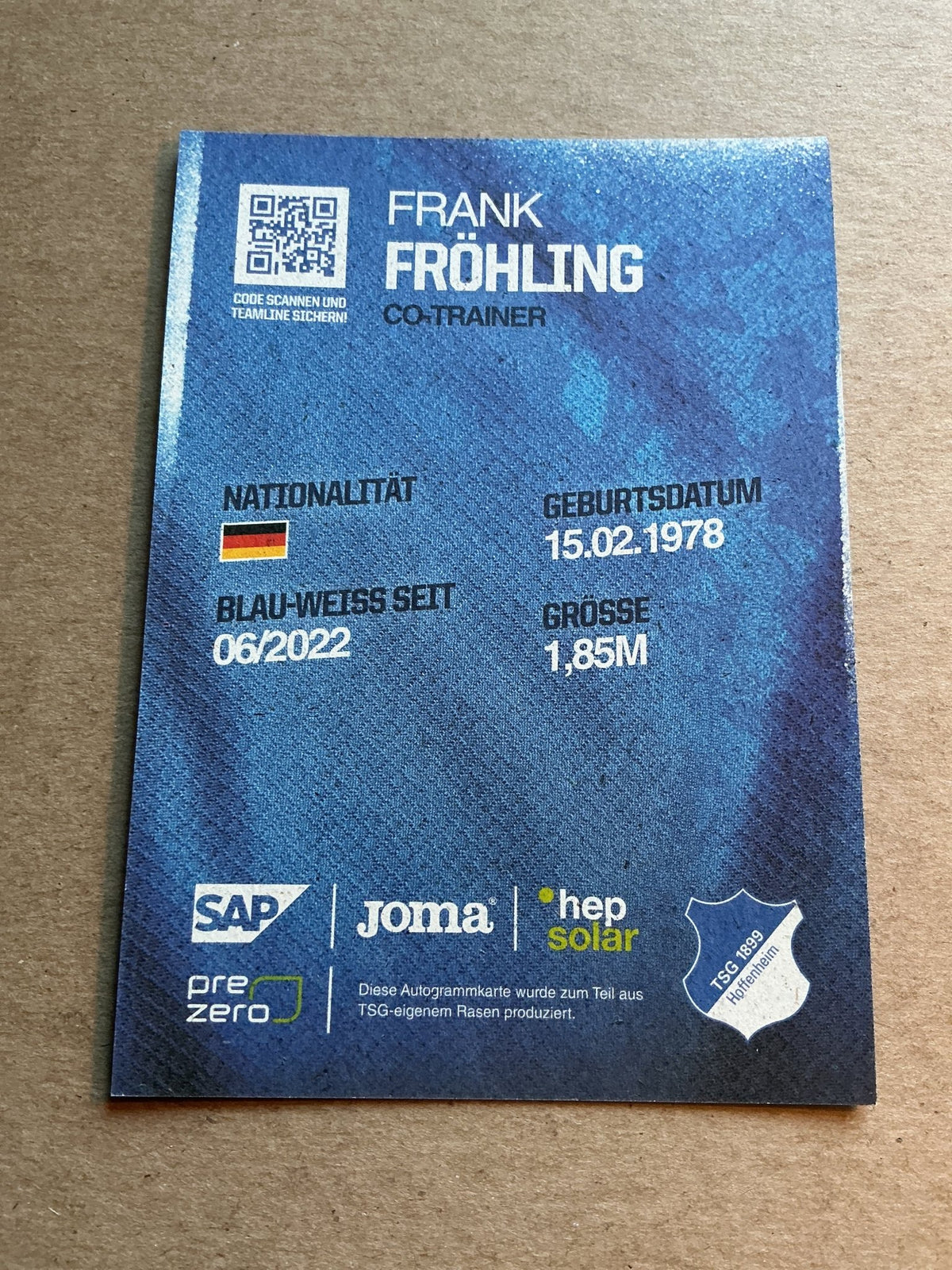 Frank Fröhling, Germany 🇩🇪 TSG 1899 Hoffenheim 2024/25 hand signed - Autographs-World