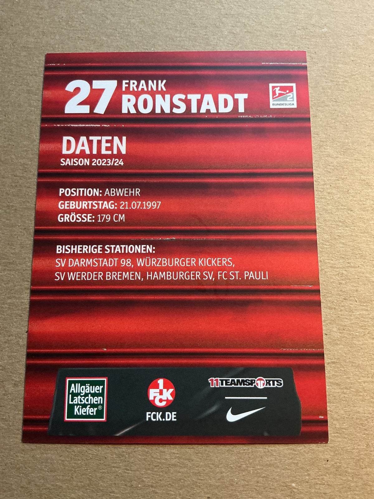 Frank Ronstadt, Germany 🇩🇪 1.FC Kaiserslautern 2023/24 hand signed - Autographs-World