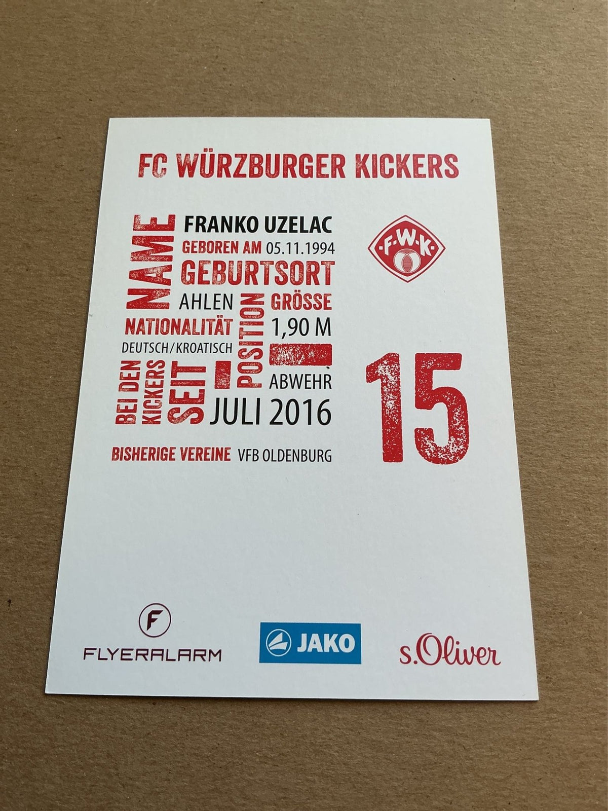 Franko Uzelac, Germany 🇩🇪 FC Würzburger Kickers 2017/18 hand signed - Autographs-World