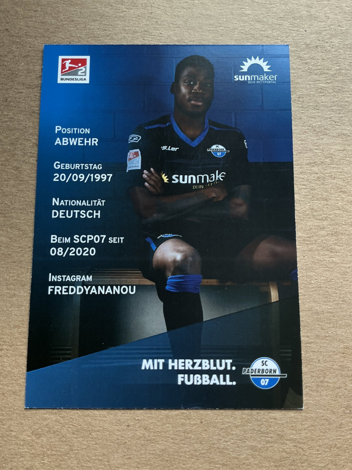 Frederic Ananou, Germany 🇩🇪 SC Paderborn 07 2020/21 hand signed - Autographs-World