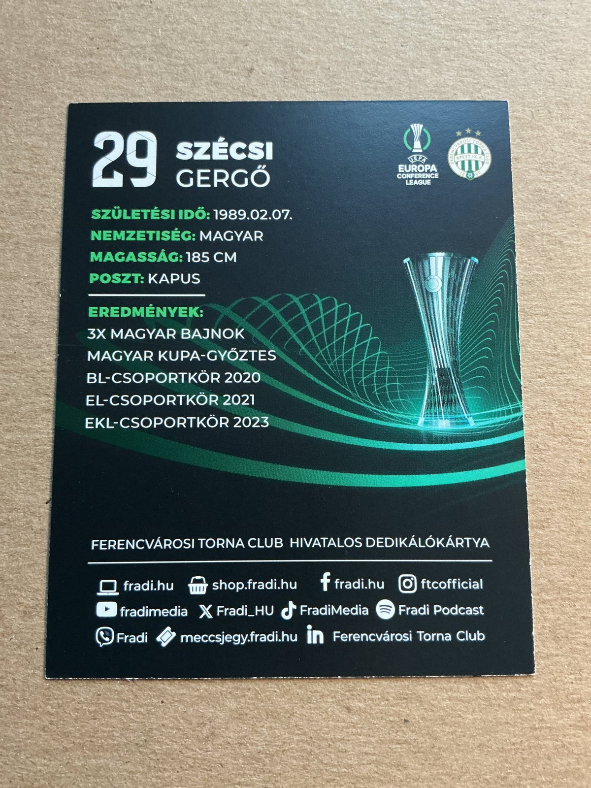 Gergö Szécsi, Hungary 🇭🇺 Ferencváros TC 2023/24 hand signed - Autographs-World