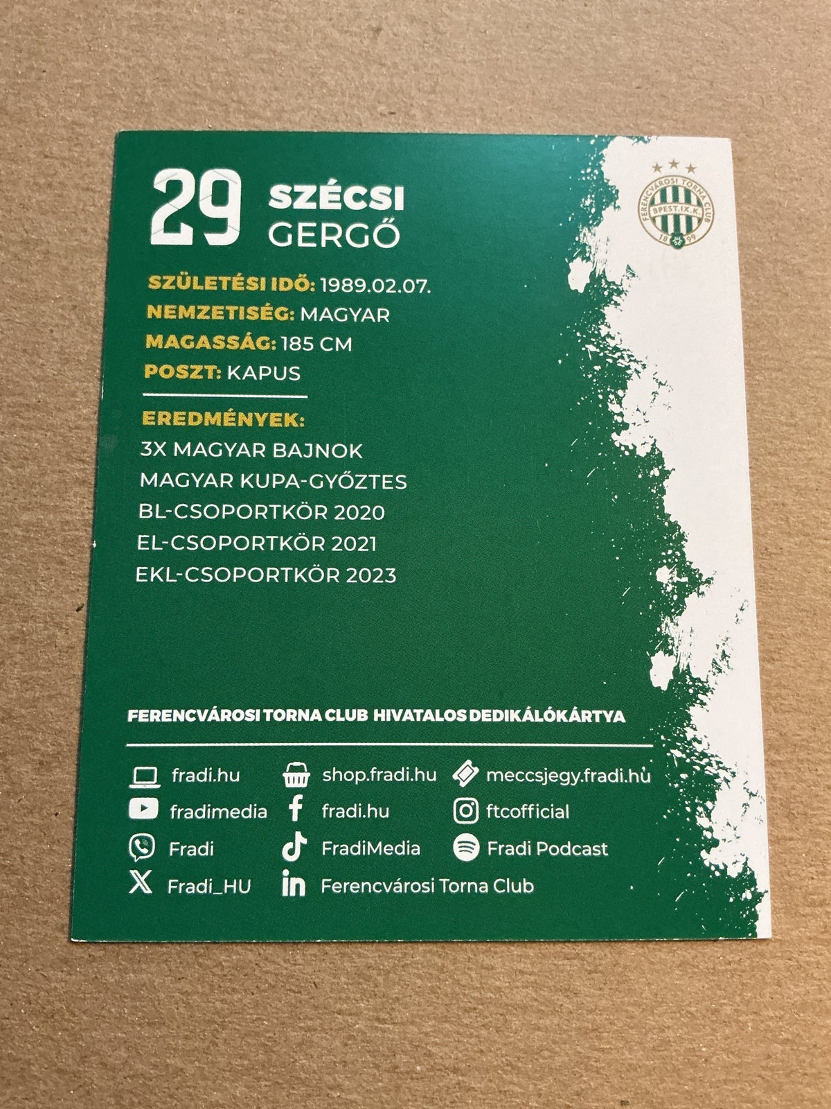 Gergö Szécsi, Hungary 🇭🇺 Ferencváros TC 2023/24 hand signed - Autographs-World