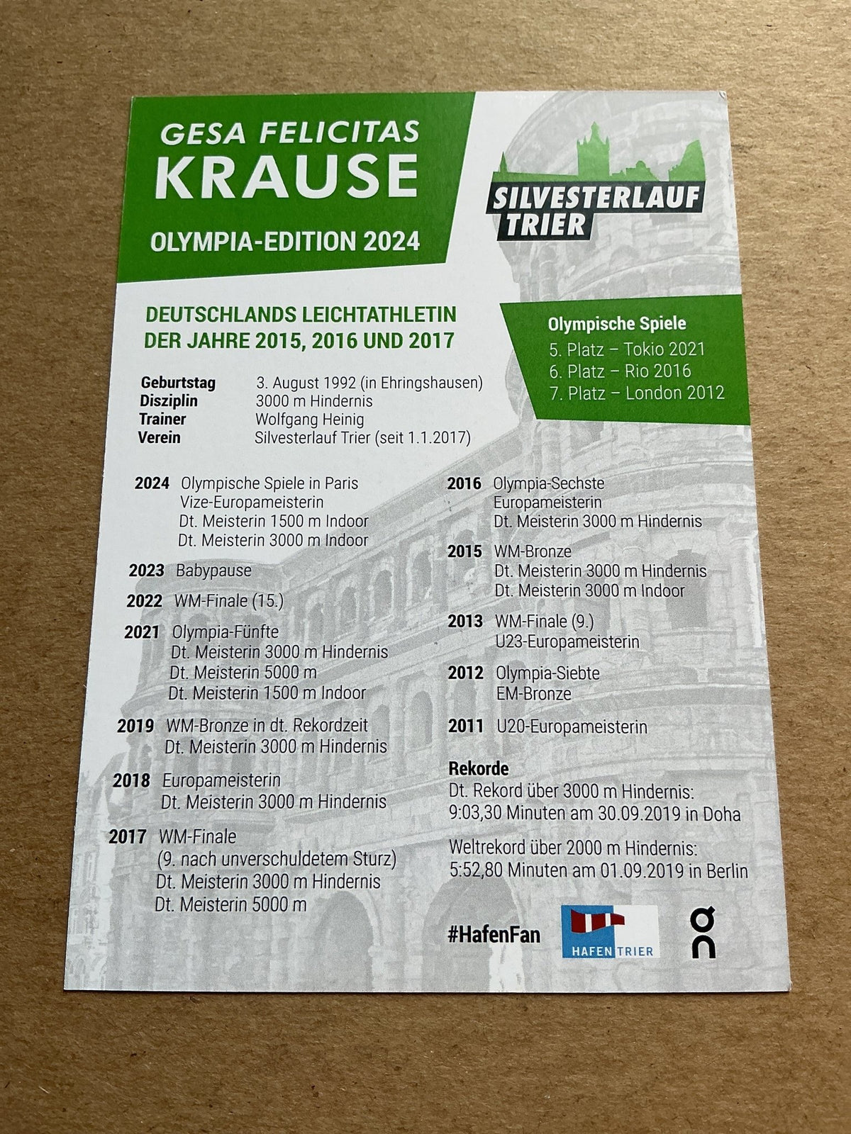 Gesa Felicitas Krause, Germany 🇩🇪 Athletics Summer Olympics 2024 hand signed - Autographs-World