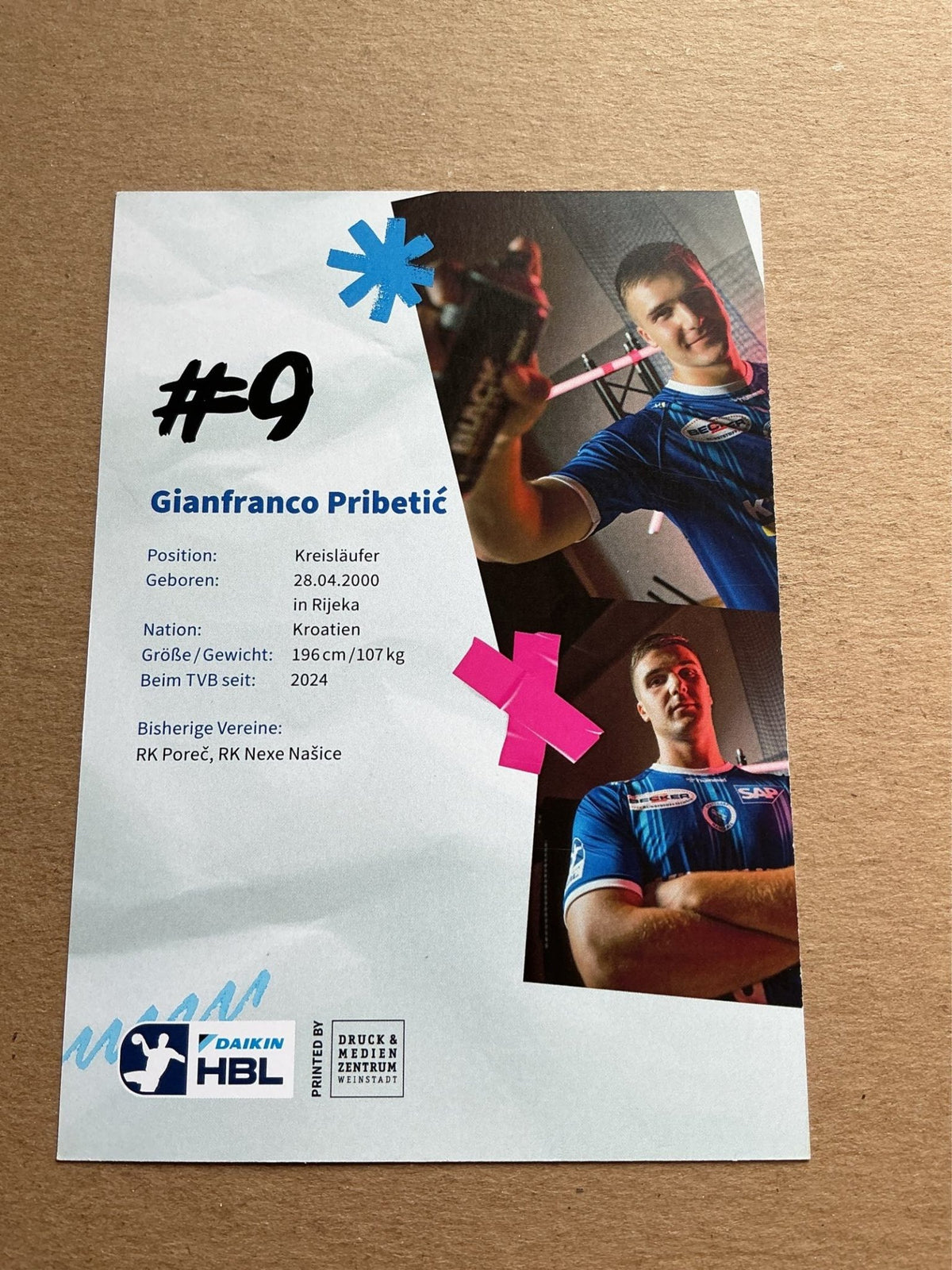 Gianfranco Pribetić, Croatia 🇭🇷 TVB 1898 Stuttgart 2024/25 hand signed - Autographs-World