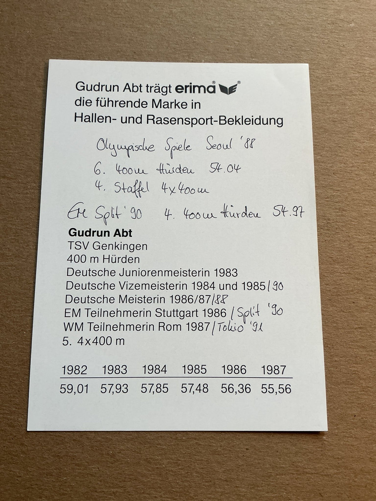 Gudrun Abt, Germany 🇩🇪 Athletics Summer Olympics hand signed - Autographs-World