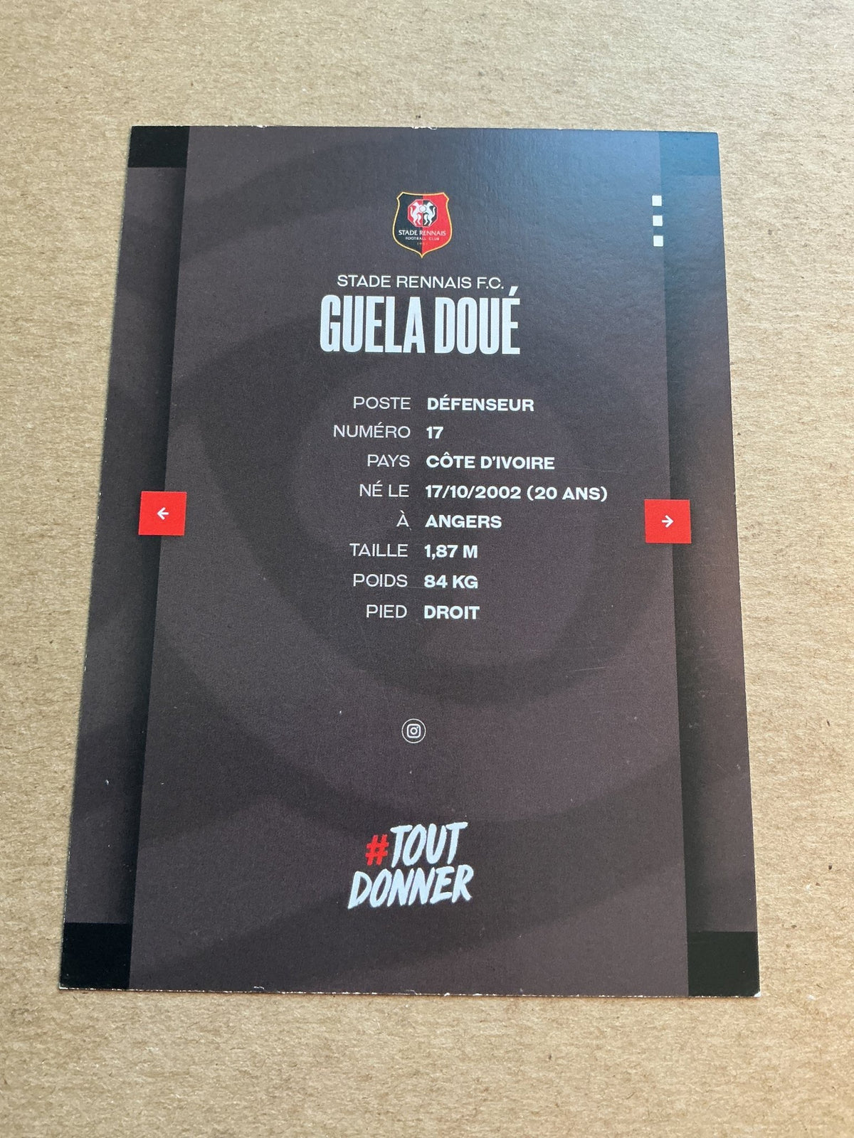 Guela Doue, Ivory Coast 🇨🇮 Stade Rennes FC 2023/24 hand signed - Autographs-World