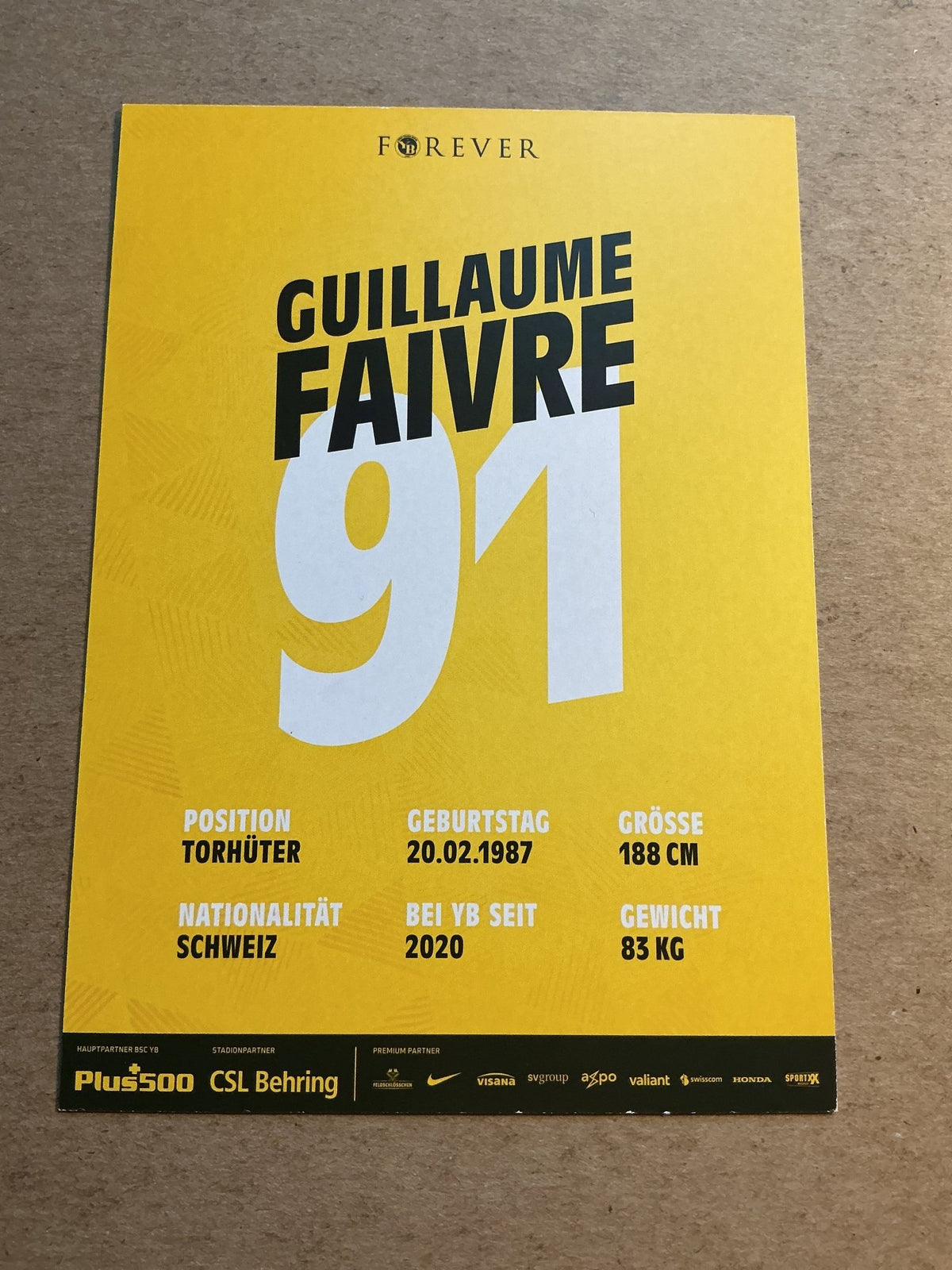 Guillaume Faivre, Switzerland π¨π BSC Young Boys 2020/21 hand signed - Autographs-World