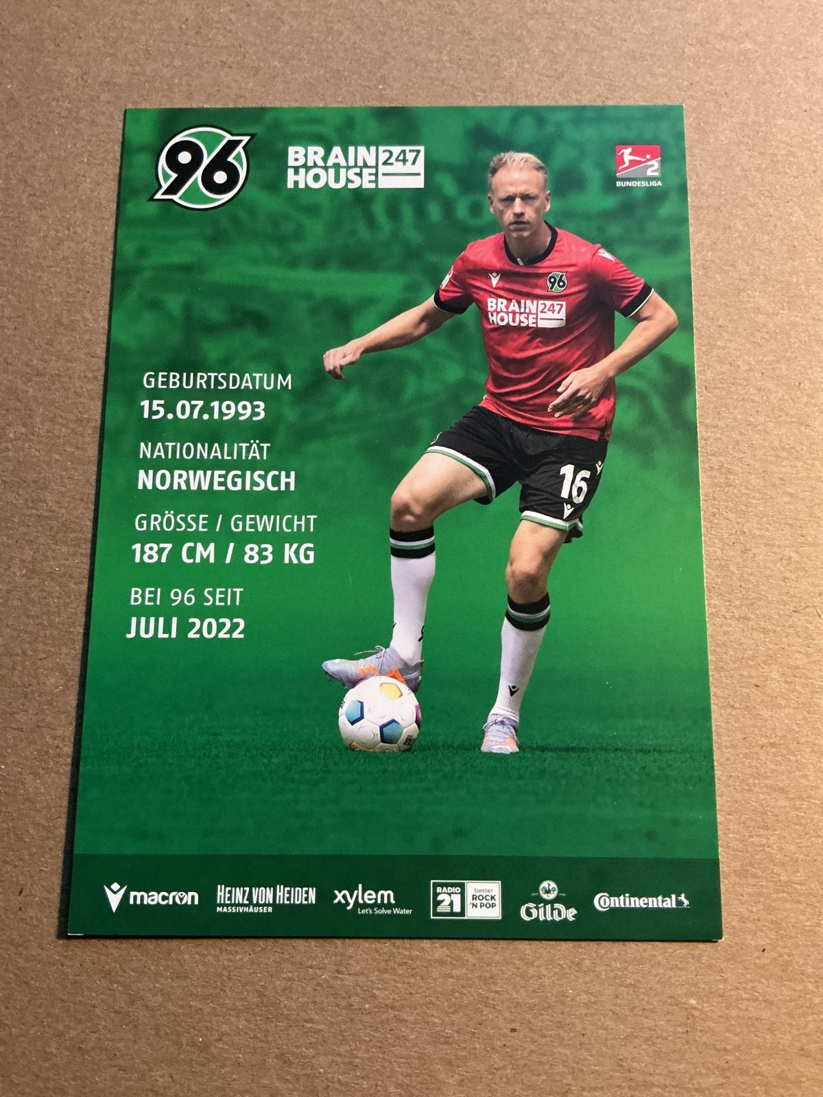 Håvard Nielsen, Norway 🇳🇴 Hannover 96 2023/24 hand signed - Autographs-World